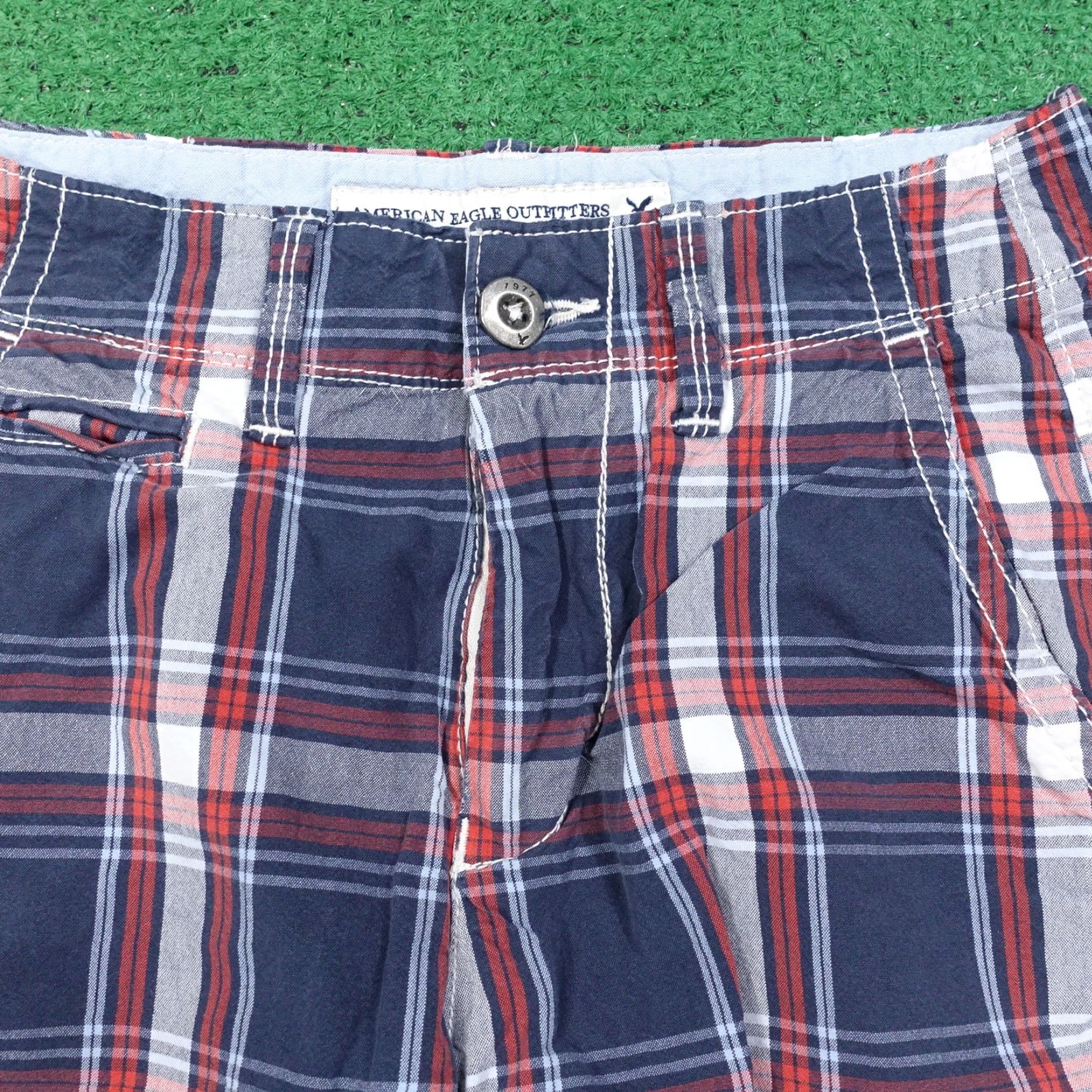 Vintage American Eagle Mens Shorts Size 26 Plaid Cotton Casual Regular Fit Fall Spring Summer Winter Size US 26 / EU 42 - 2 Thumbnail