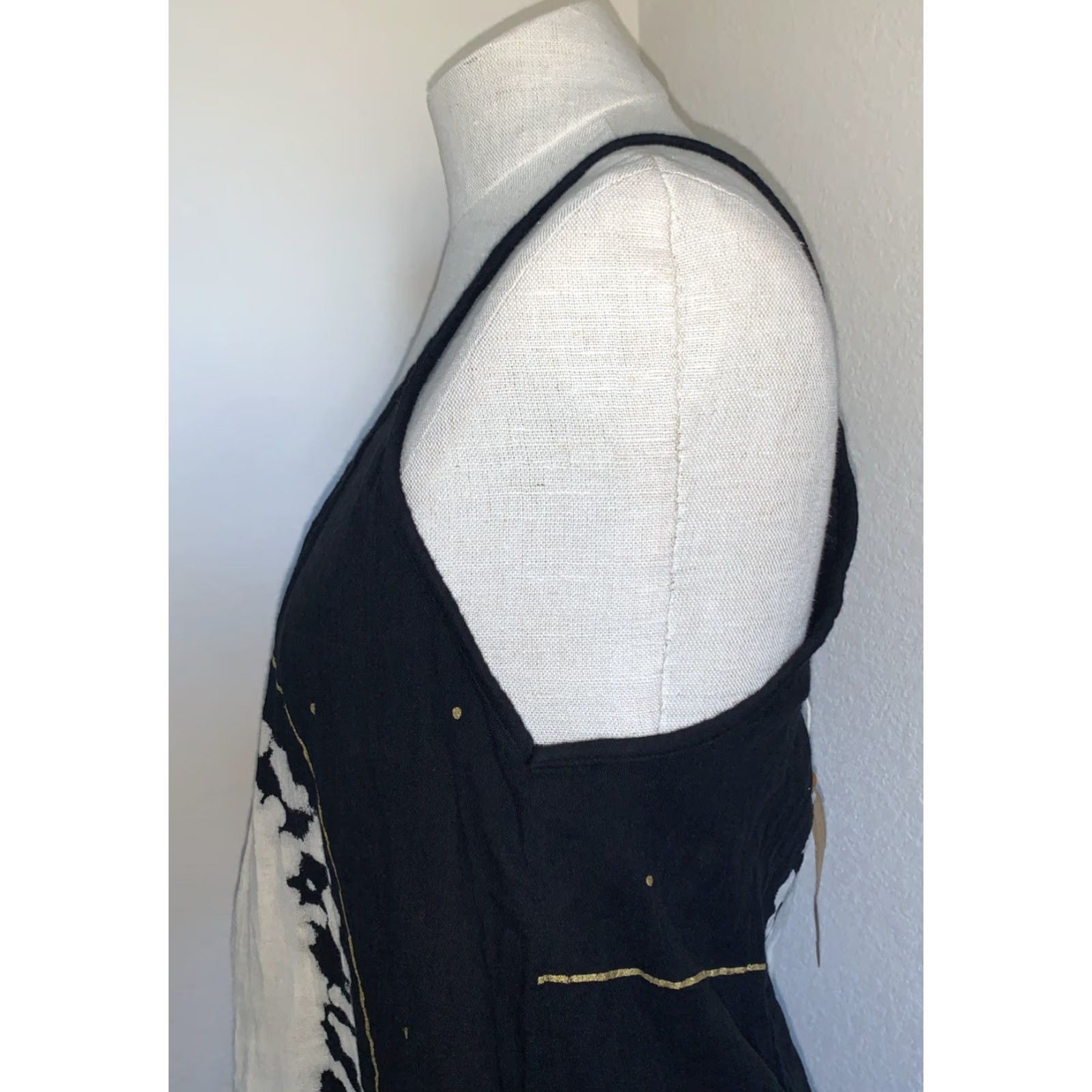 Vintage Natural Life Tank Dress XS/S Black White Heart Print 100% Cotton Midi Knit Dress Womens Boho Hippie Tiny Heart Pattern NWT 1802 Size S / US 4 / IT 40 - 3 Thumbnail