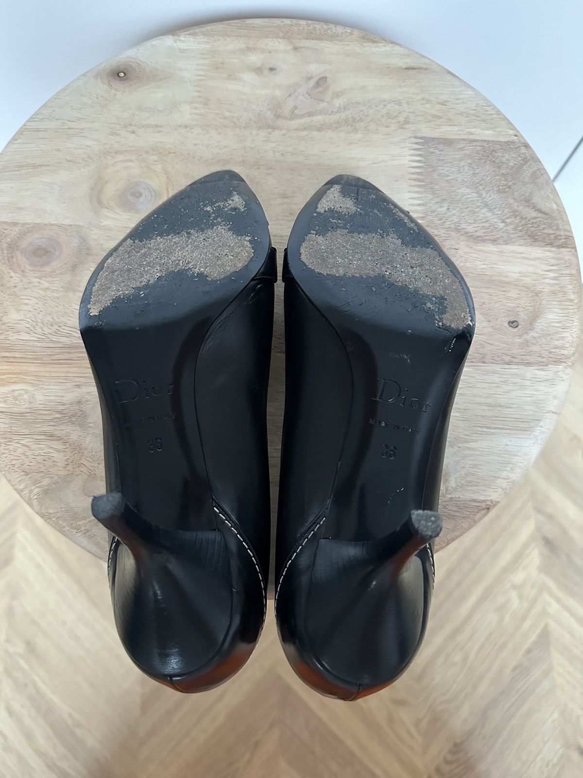 Dior Dior John Galliano vintage leather black heels metal logo Size US 6 / IT 36 - 9 Thumbnail