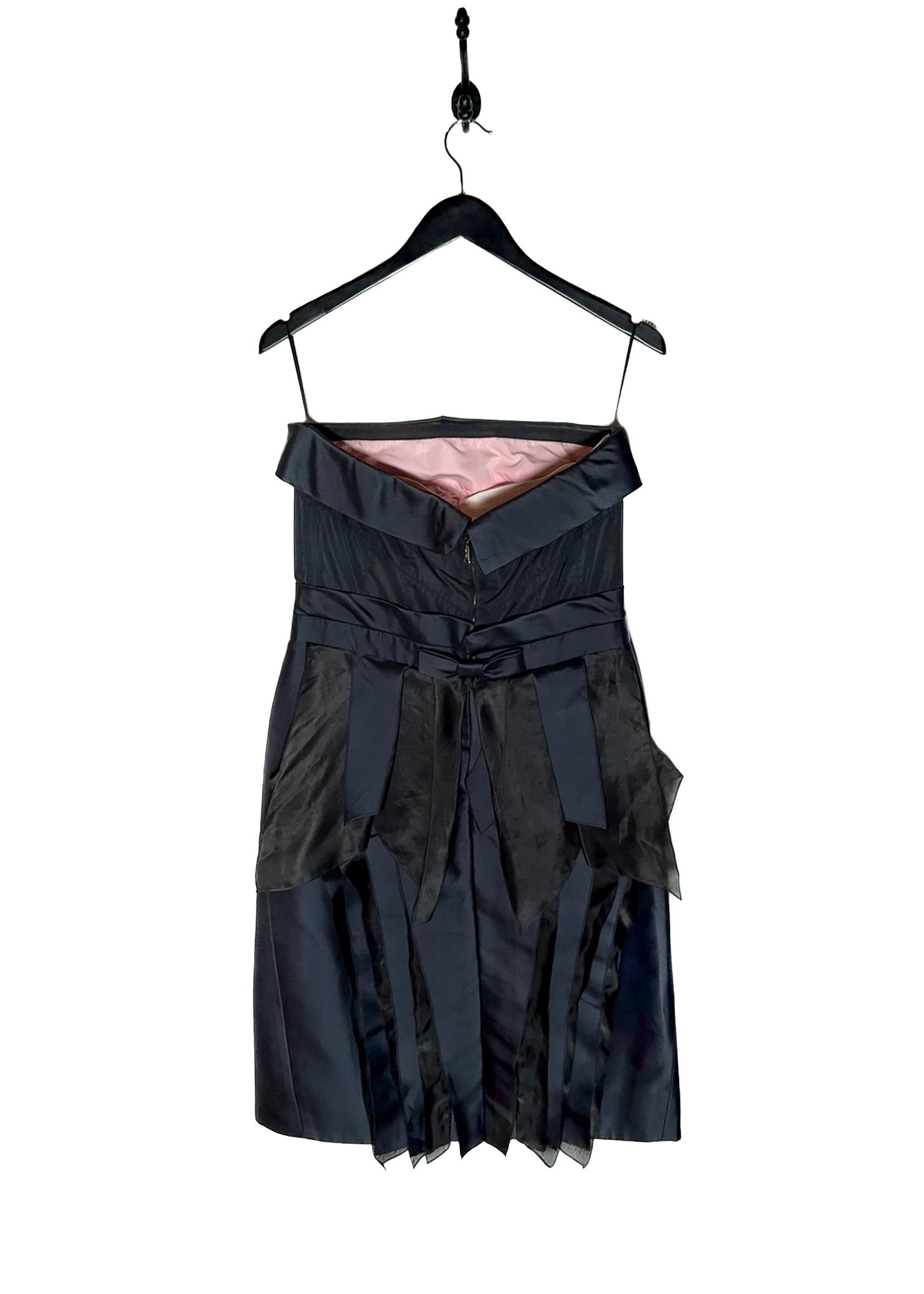 Louis Vuitton Louis Vuitton Navy Blue Satin Bustier Strapless Bow Dress Size L / US 10 / IT 46 - 2 Thumbnail