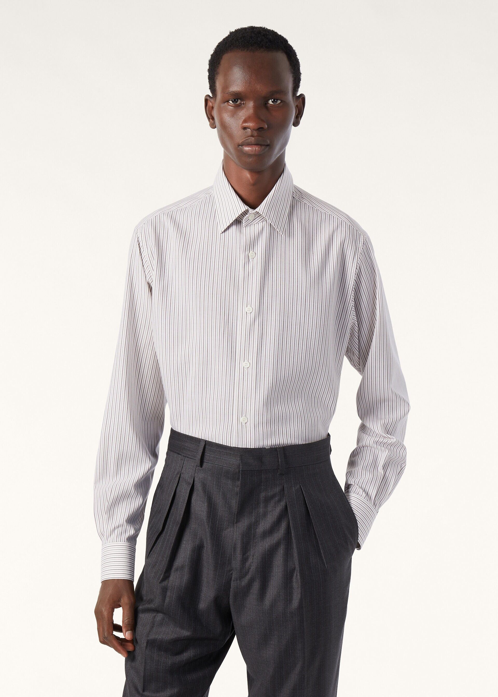 Loro Piana os11x0326 FRM0723 Filippo Shirt in Red & Light Red Stripes Size US M / EU 48-50 / 2 - 4 Thumbnail