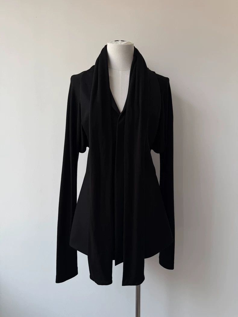 Yohji Yamamoto Yohji Yamamoto Yohji Yamamoto Black Scarf Layered Top Size US M / EU 48-50 / 2 - 2 Thumbnail