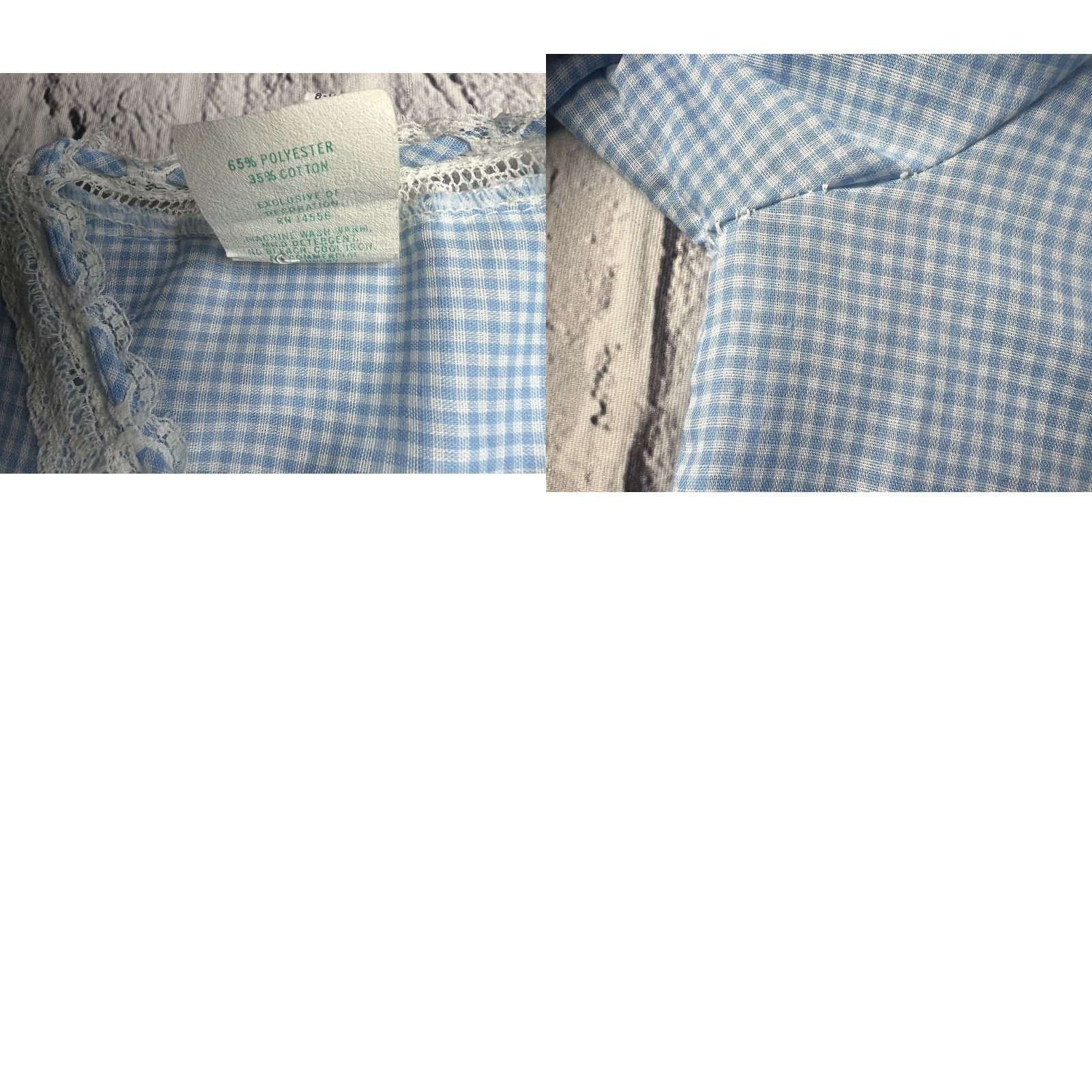 Neiman Marcus VINTAGE Neiman Marcus Juli Slumbertogs Lace Trim Gingham Blue White Nightgown Dress Size M / US 6-8 / IT 42-44 - 8 Thumbnail