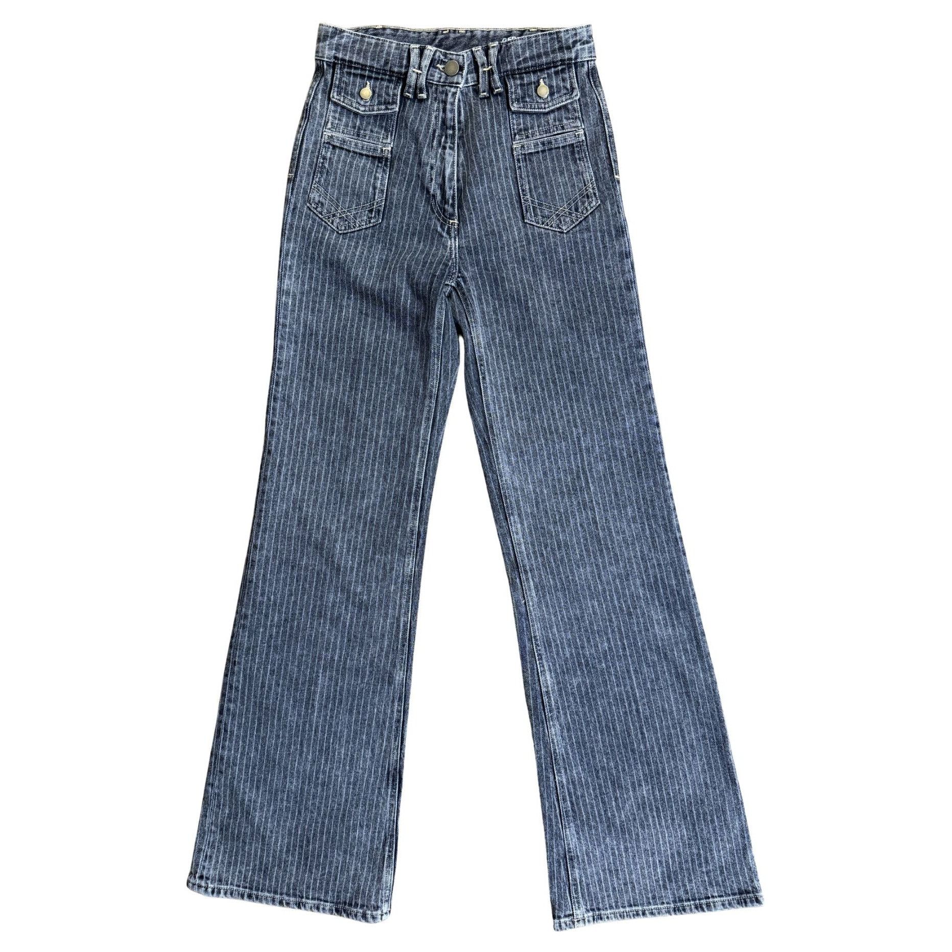 Gerard Darel Gerard Darel Anna Striped Black Flared Jeans Denim EUC $325 Size 25" / US 0 / IT 36 - 2 Thumbnail
