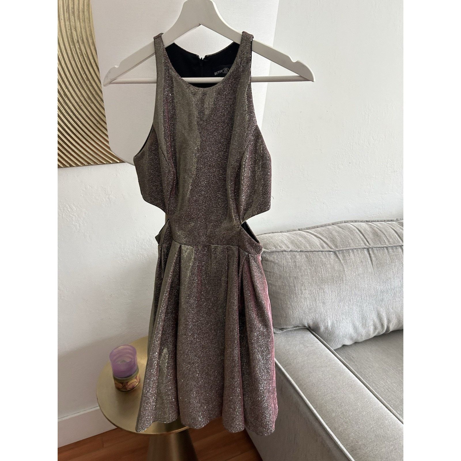 & Other Stories Y2K Glitter Cut Out Mini Dress Silver Fairy Party Prom 2 Size XS / US 0-2 / IT 36-38 - 1 Thumbnail