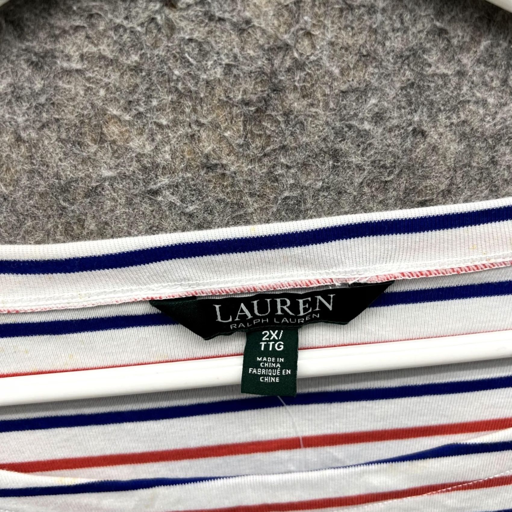 Ralph Lauren Lauren Ralph Lauren Shirt Women 2X White Striped Round Neck Casual Shirt Womens 2X White Striped Casual Vintage No Size XXL / US 16-18 / IT 52-54 - 4 Thumbnail