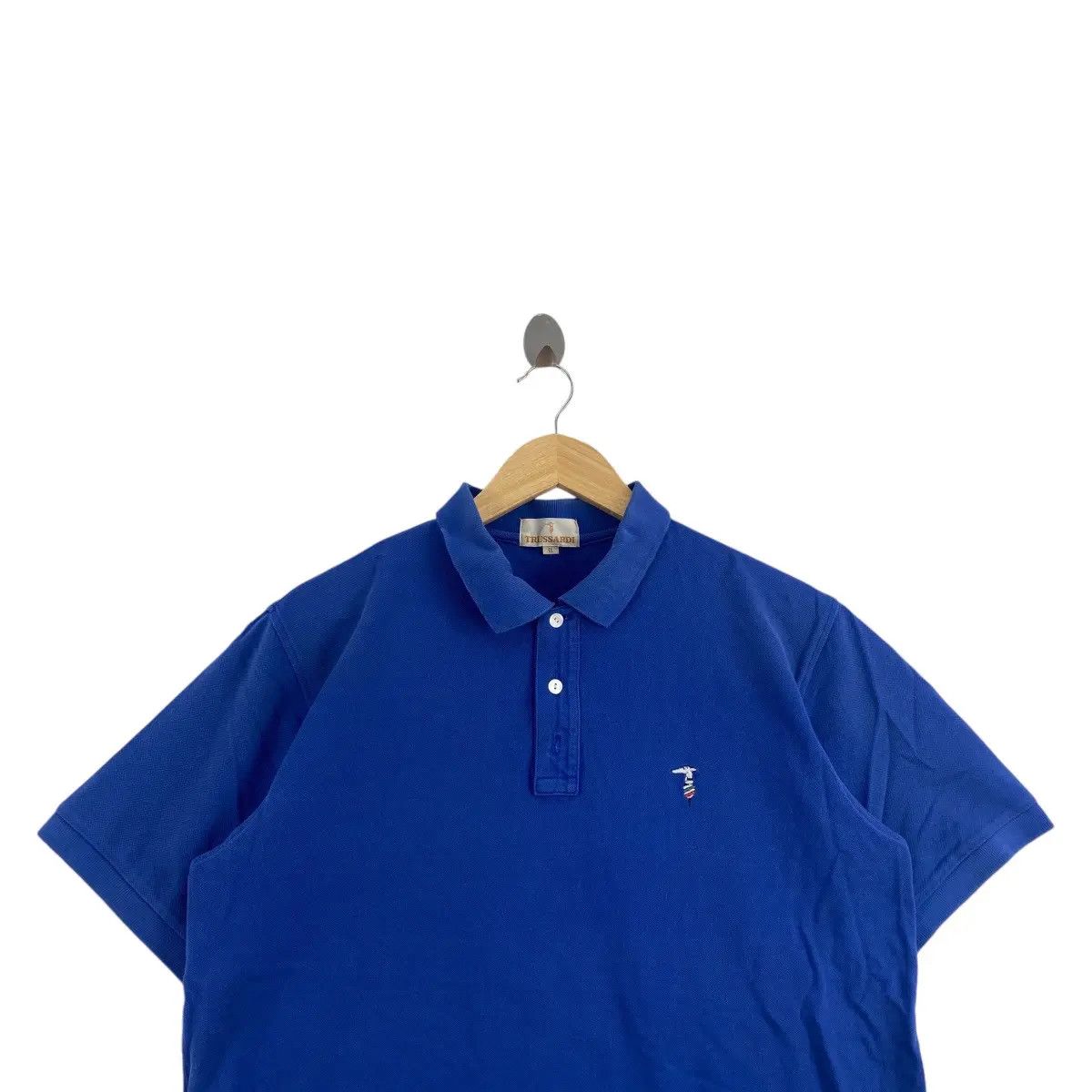 Trussardi Vintage TRUSSARDI ITALY Embossed Logo Polo Tee Shirt Top Size L / US 10 / IT 46 - 2 Thumbnail