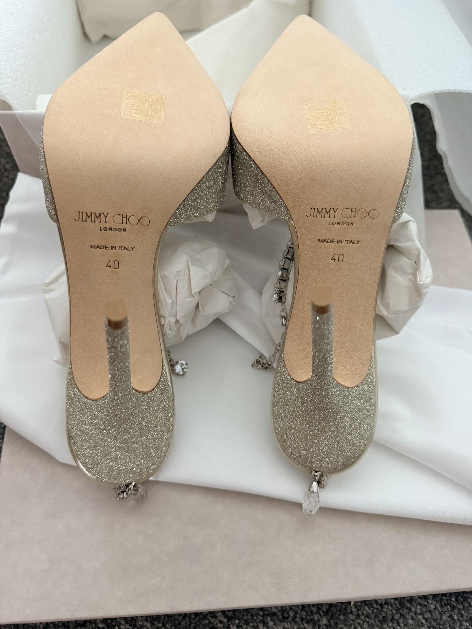 Jimmy Choo Jimmy Choo Saeda 40 Platinum Ice Crystal Size US 10 / IT 40 - 7 Thumbnail