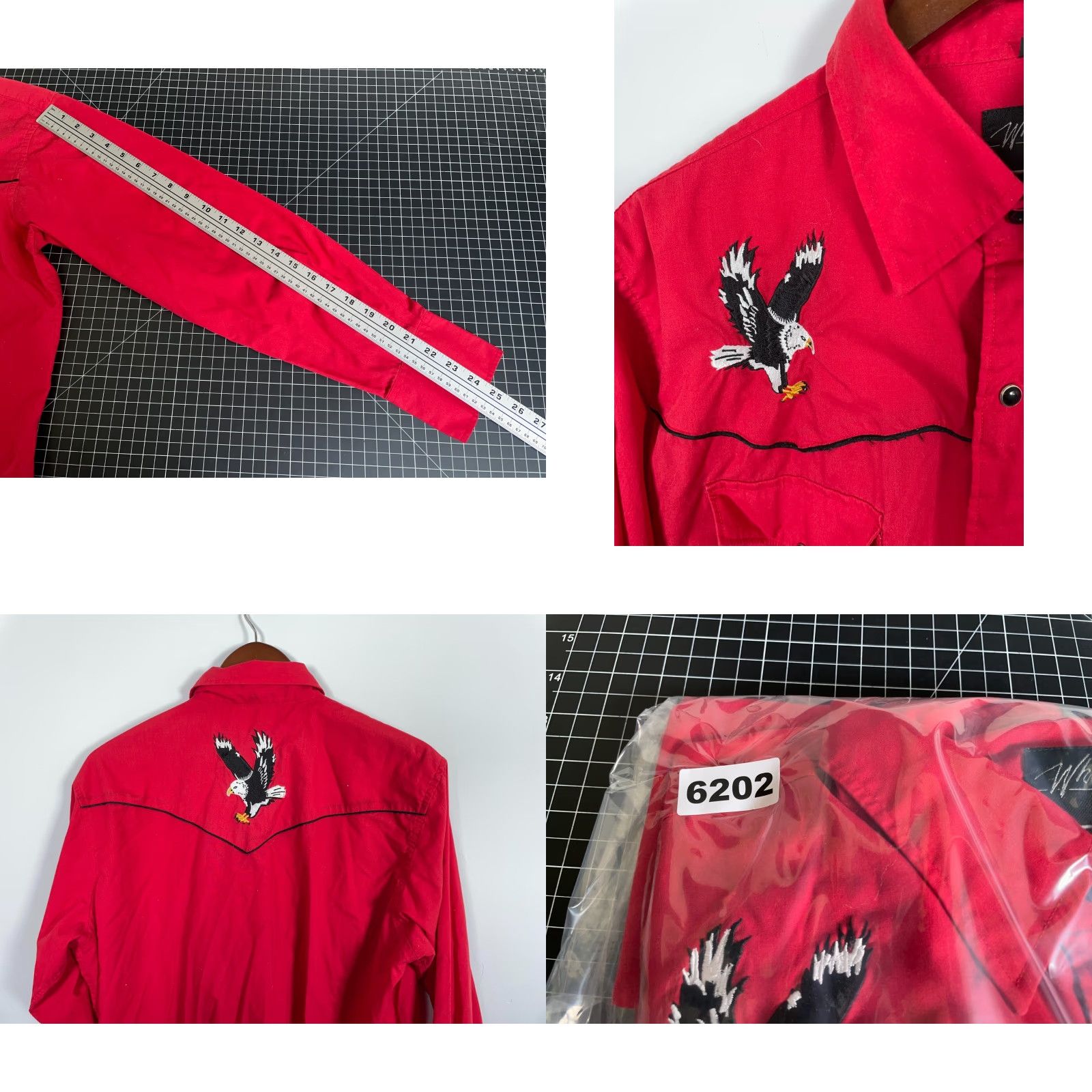Vintage White Horse Eagle Embroidery Western Shirt Mens Large Red Pearl Snap Cotton Blend Size US L / EU 52-54 / 3 - 8 Thumbnail