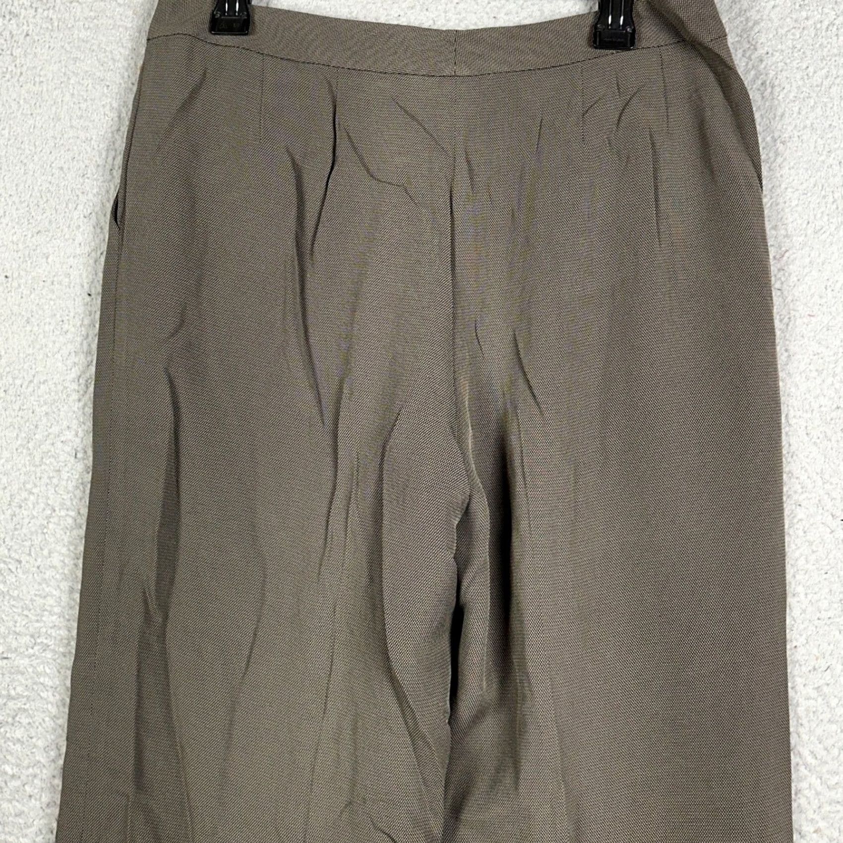 St. John St. John Wool pants Womens 10 Brown Dress Wide Leg Textured Trousers Made In USA Size 32" / US 10 / IT 46 - 3 Thumbnail
