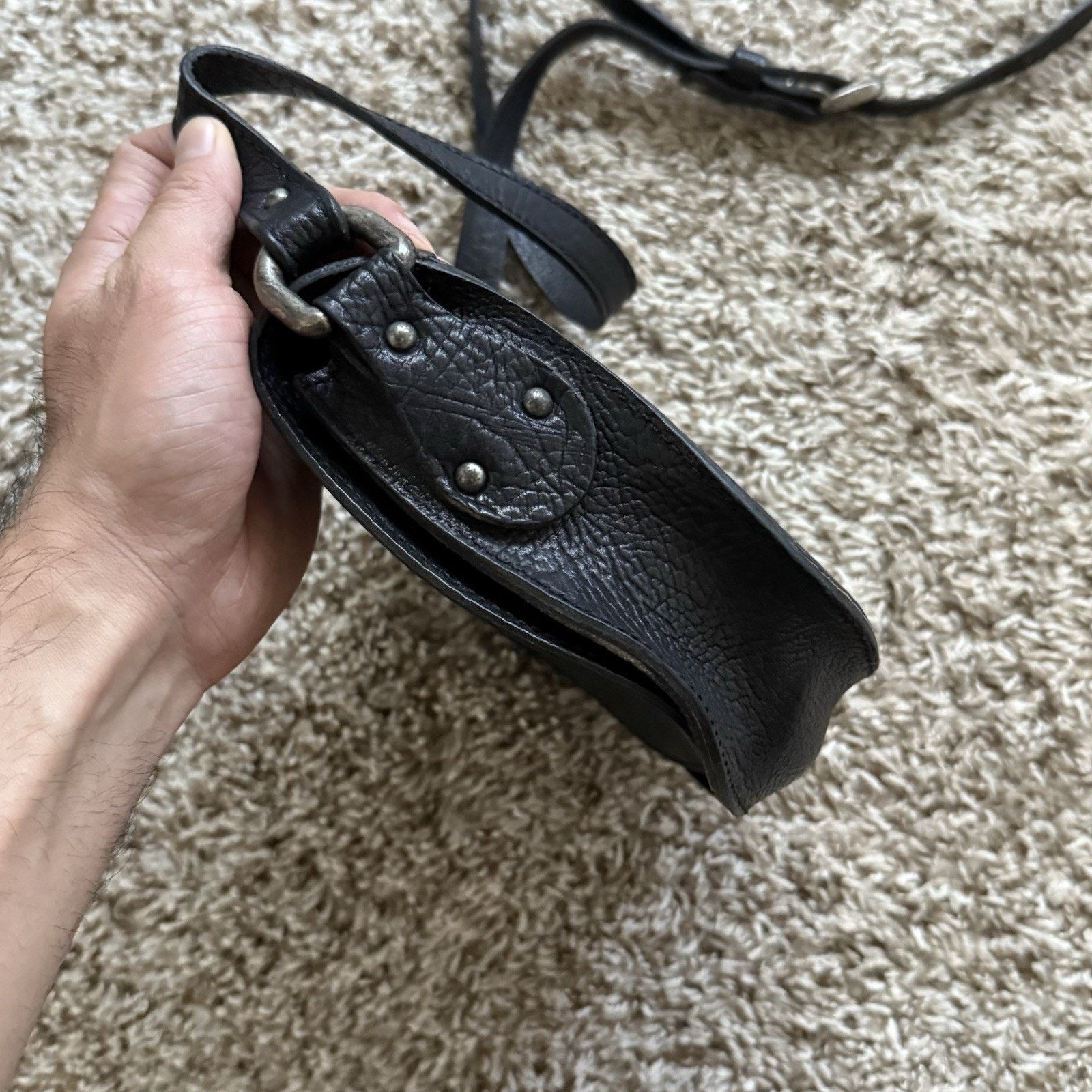 Other VIN BAKER Saddle Leather Black Cross-Body Shoulder Bag Purse Size ONE SIZE - 5 Thumbnail