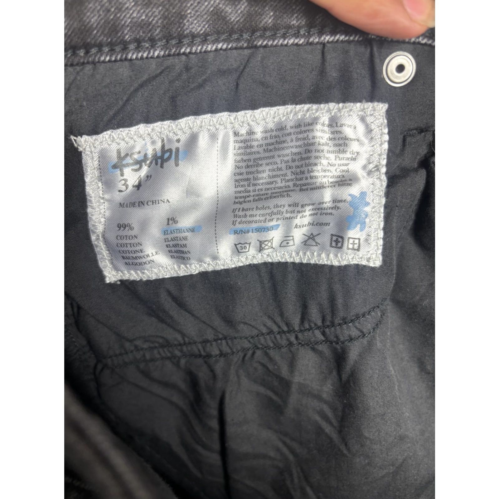 Ksubi Ksubi Jeans Mens 34x33 Black Skinny Stretch Denim Faded Wash Cross Embroidery Size US 34 / EU 50 - 7 Thumbnail