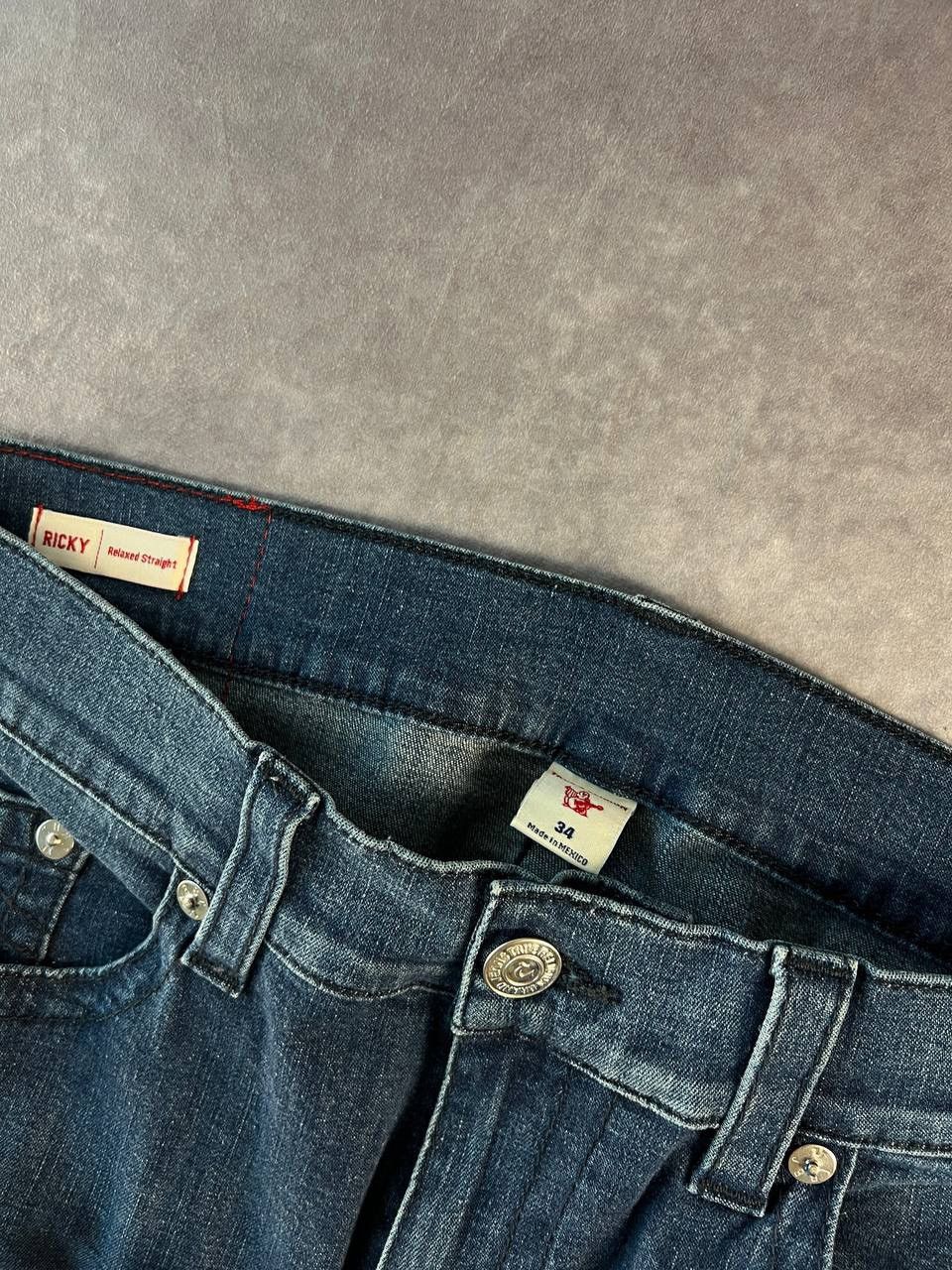 True Religion True Religion Ricky Dark Roper Wash Relaxed Straight Jeans Size US 34 / EU 50 - 4 Thumbnail