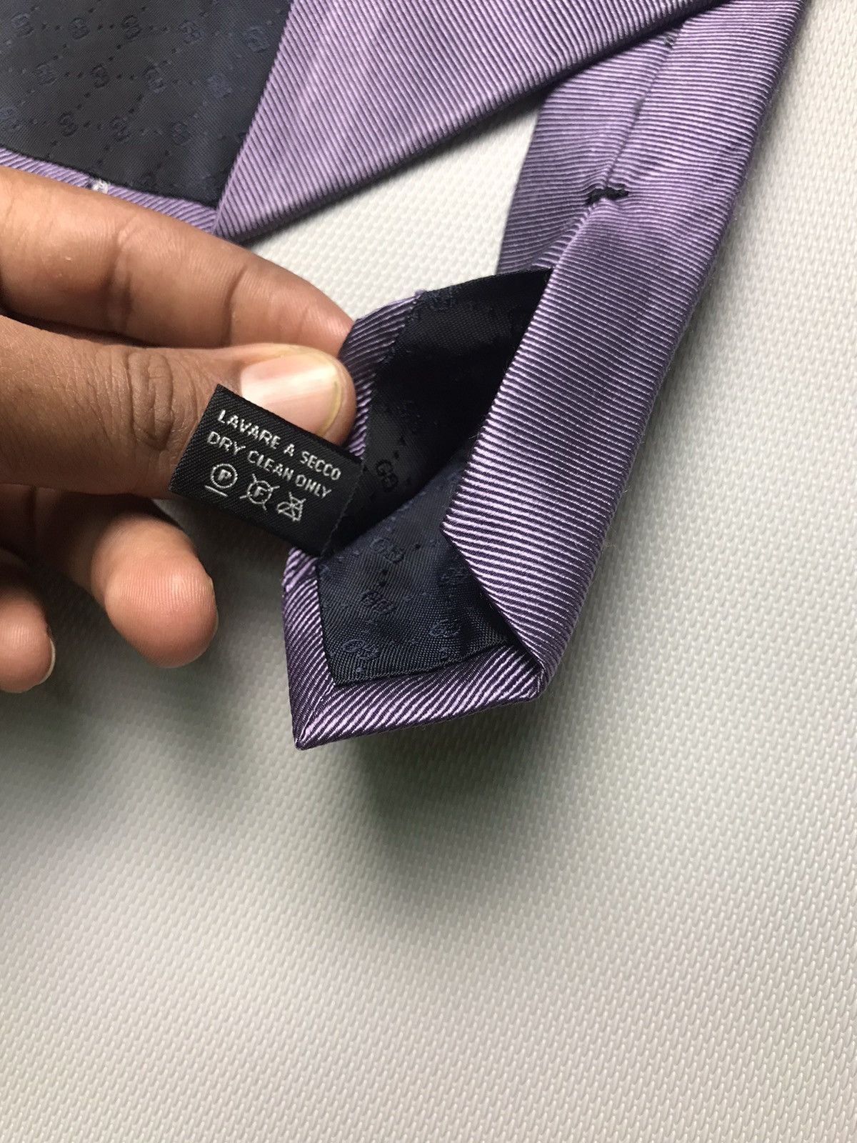 Gucci GUCCI Signature Logo Micro GGWEB Silk Tie purple Size ONE SIZE - 5 Thumbnail
