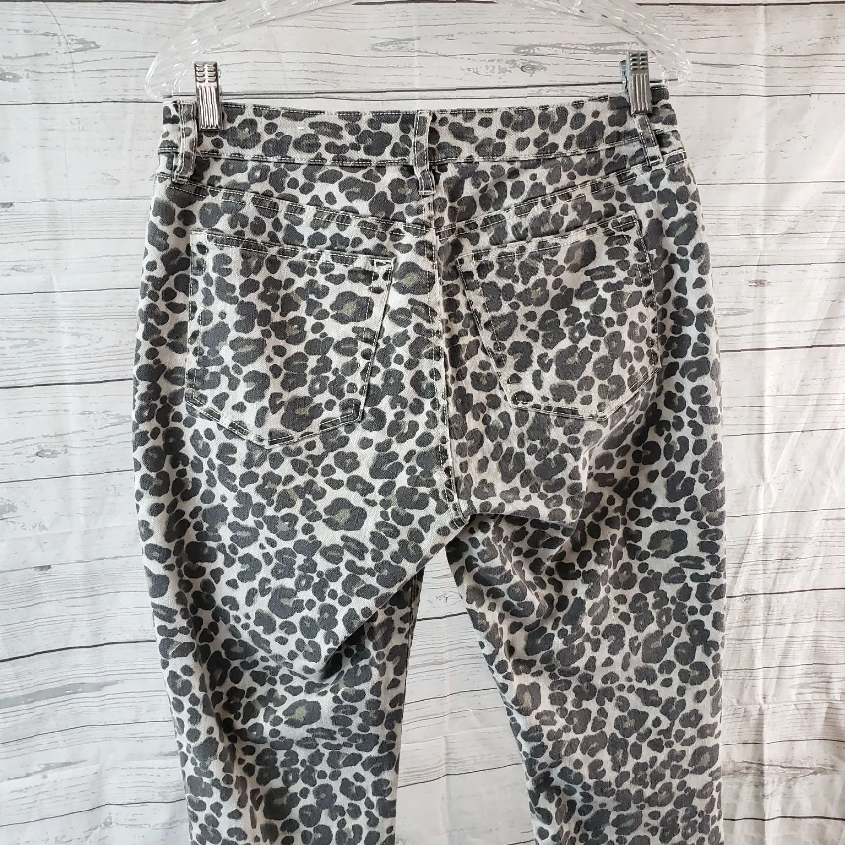 Loft Ann Taylor LOFT Womens Curvy Skinny Jeans Sz 6 Gray Animal Print Mid Rise Denim Cotton Blend Inseam 28 Womens Size 28" / US 6 / IT 42 - 4 Thumbnail