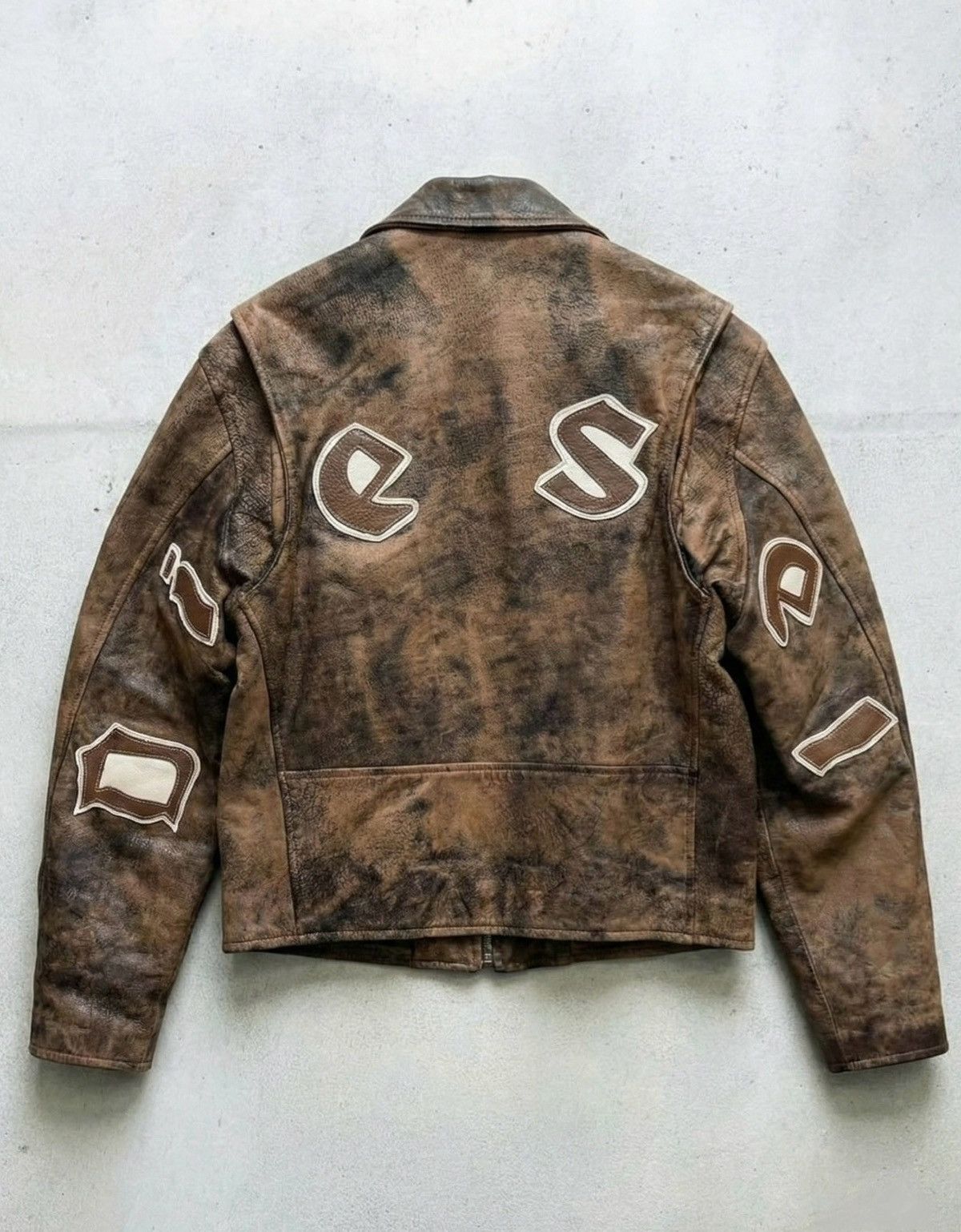 Diesel Diesel Vintage 90’s Leather Bomber Motor Jacket Spellout Size US L / EU 52-54 / 3 - 1 Thumbnail