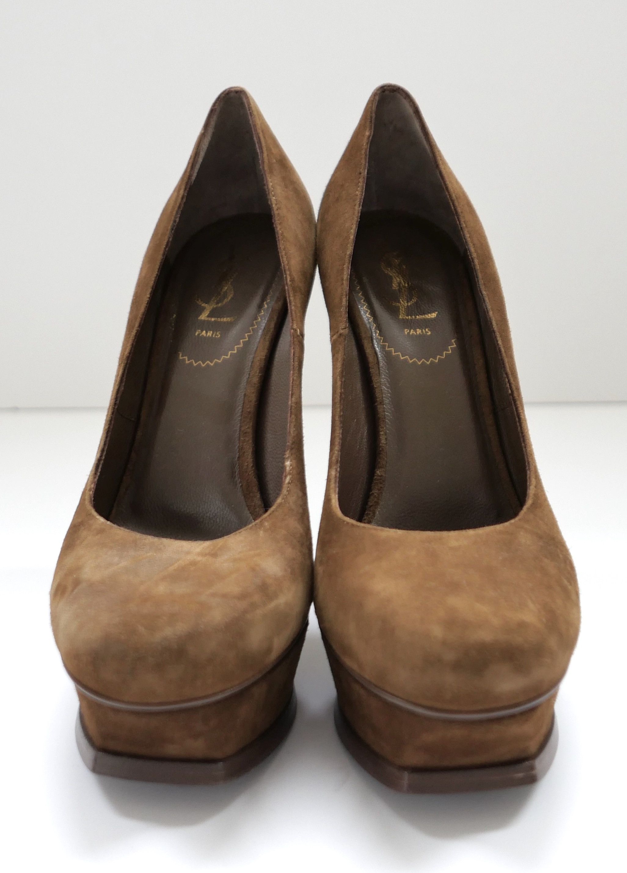 Yves Saint Laurent Yves Saint Laurent Brown Suede Palais Platform Heels Size US 8.5 / IT 38.5 - 2 Thumbnail