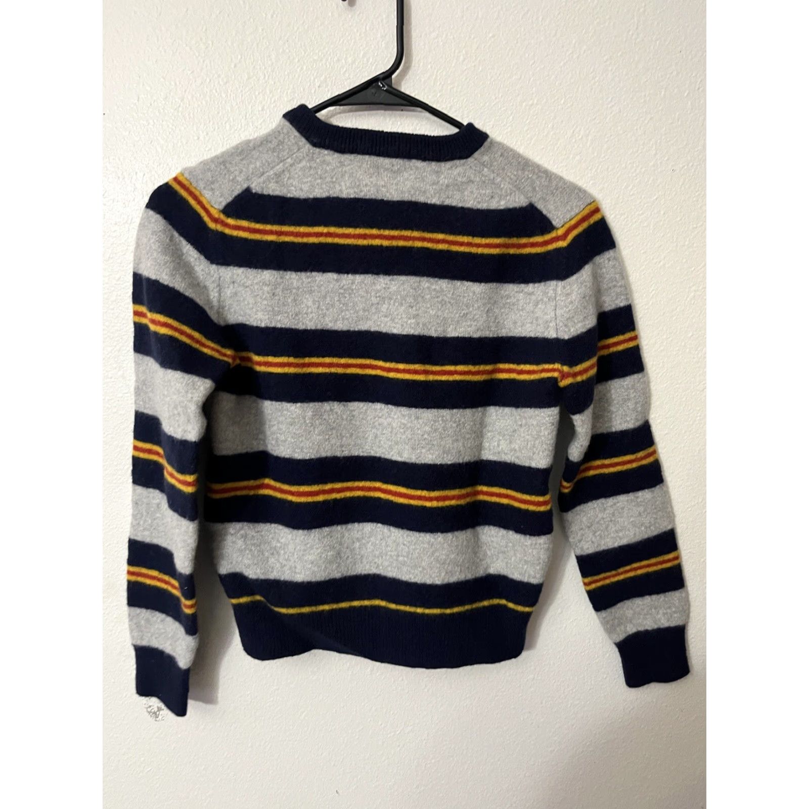 Brooks Brothers Pure Lambswool L Gray Blue Striped Sweater