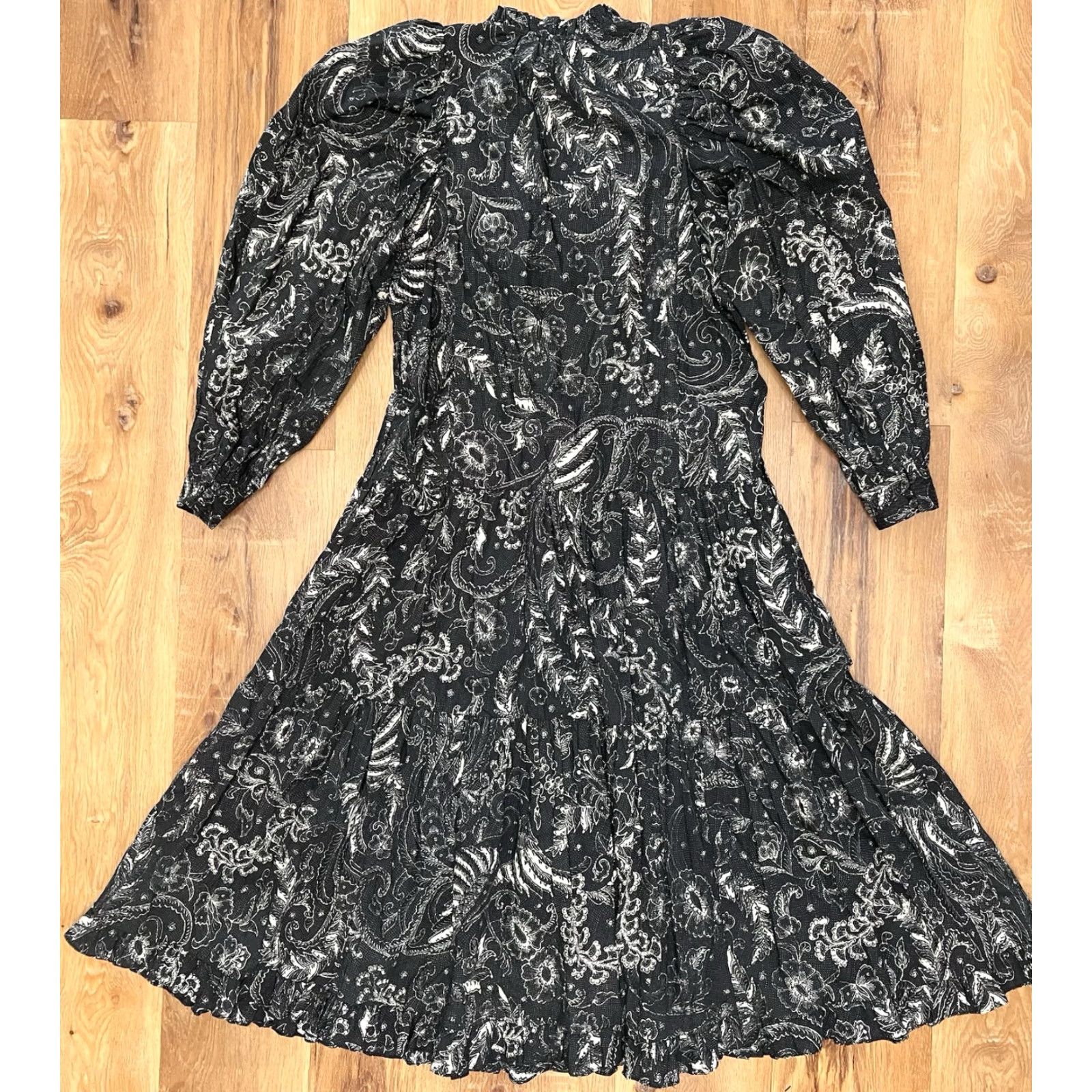 Ulla Johnson Ulla Johnson Cotton Midi Dress Black White 6 Women Floral Fit & Flare Size M / US 6-8 / IT 42-44 - 7 Thumbnail