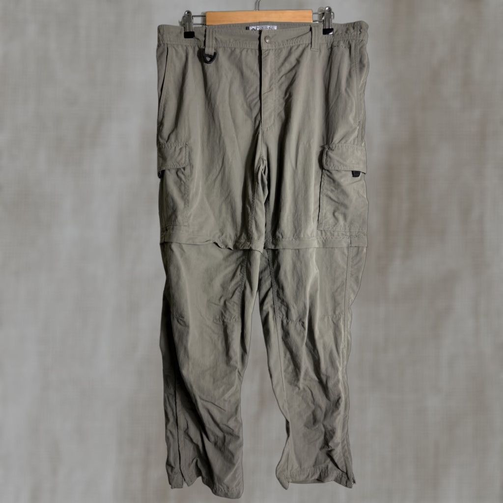 Olive Columbia GRT Convertible Cargo Pants Men's L Olive/Gray Nylon Quick Dry Pockets Ankle Zip Casual Travel Size US 33 - 1 Thumbnail