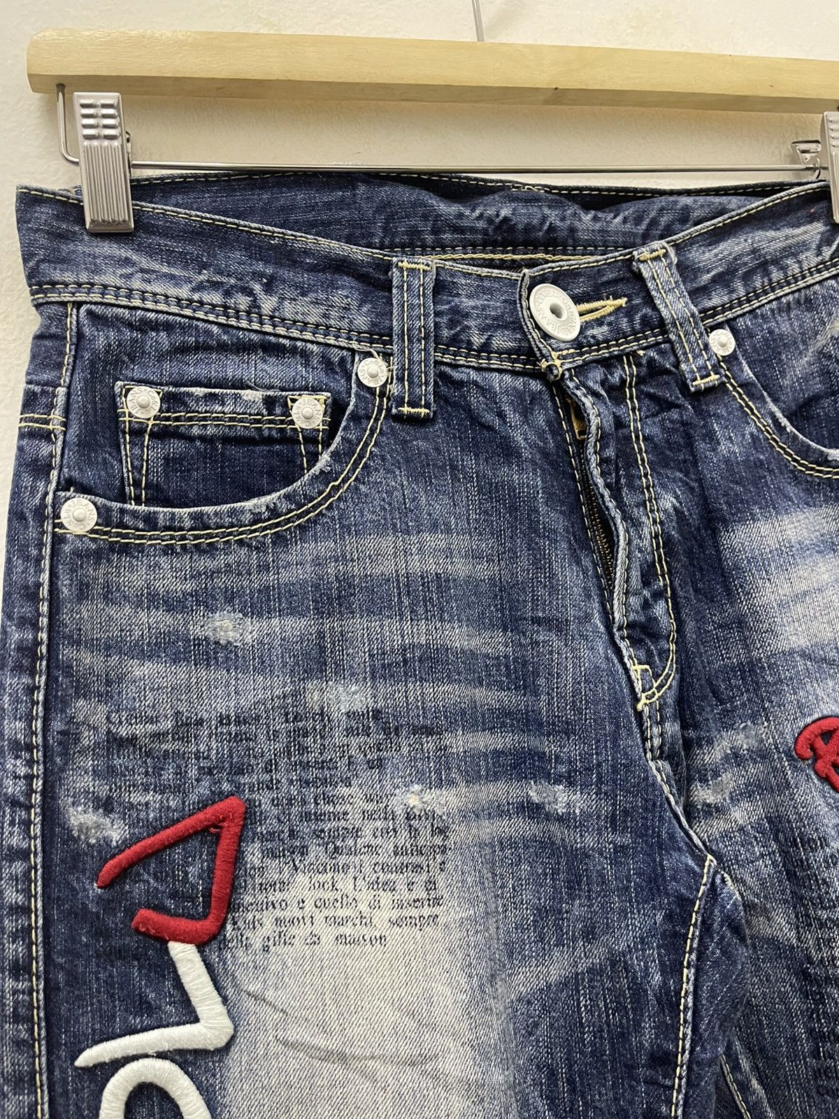 Japanese Brand Rare Vintage CO AND LU Poem Punk Rock Star Denim Size US 29 - 6 Thumbnail