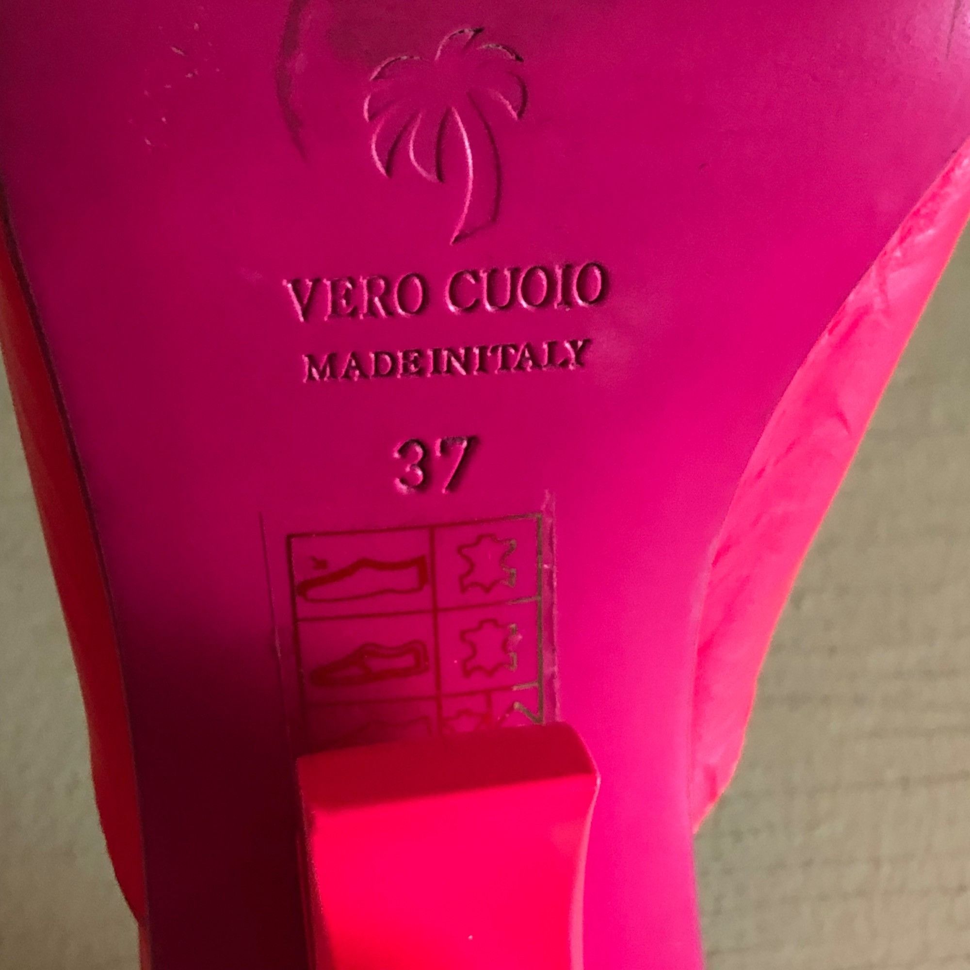 Palm Angels Women's Palm Angels Mule FUCHSIA Neon Pink Palm Tree Heel Si Size US 6.5 / IT 36.5 - 12 Thumbnail
