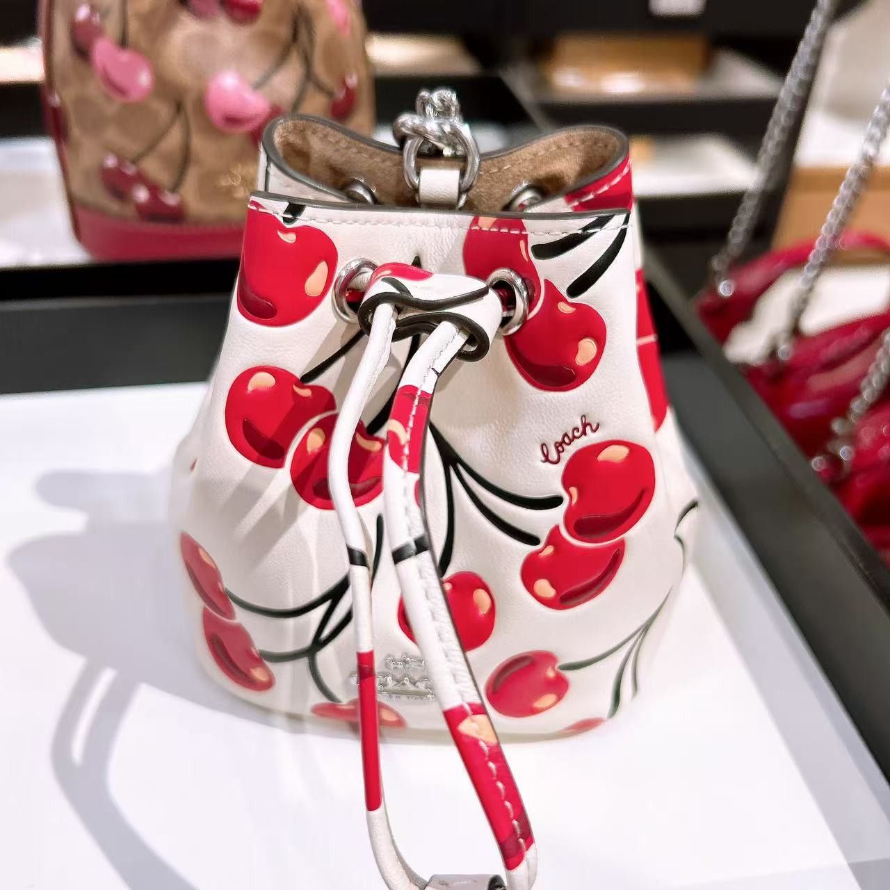 Coach 🍒 Drawstring Wristlet With Cherry Print CZ030 Size ONE SIZE - 1 Thumbnail