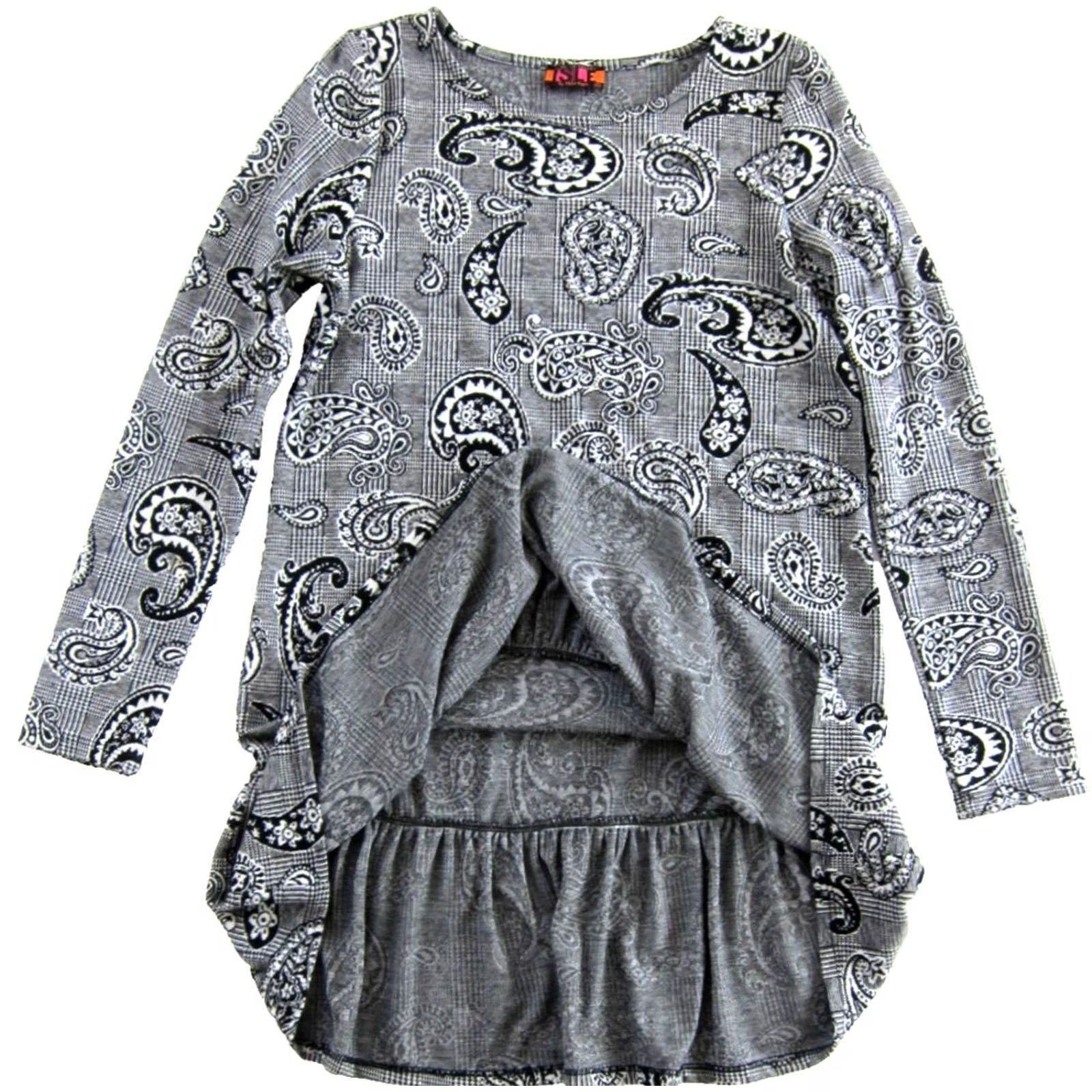 Vintage VINTAGE ILSE By Melis Kozan Dress Long Sleeve Shift Tunic Black White Paisley Small Size S / US 4 / IT 40 - 4 Thumbnail