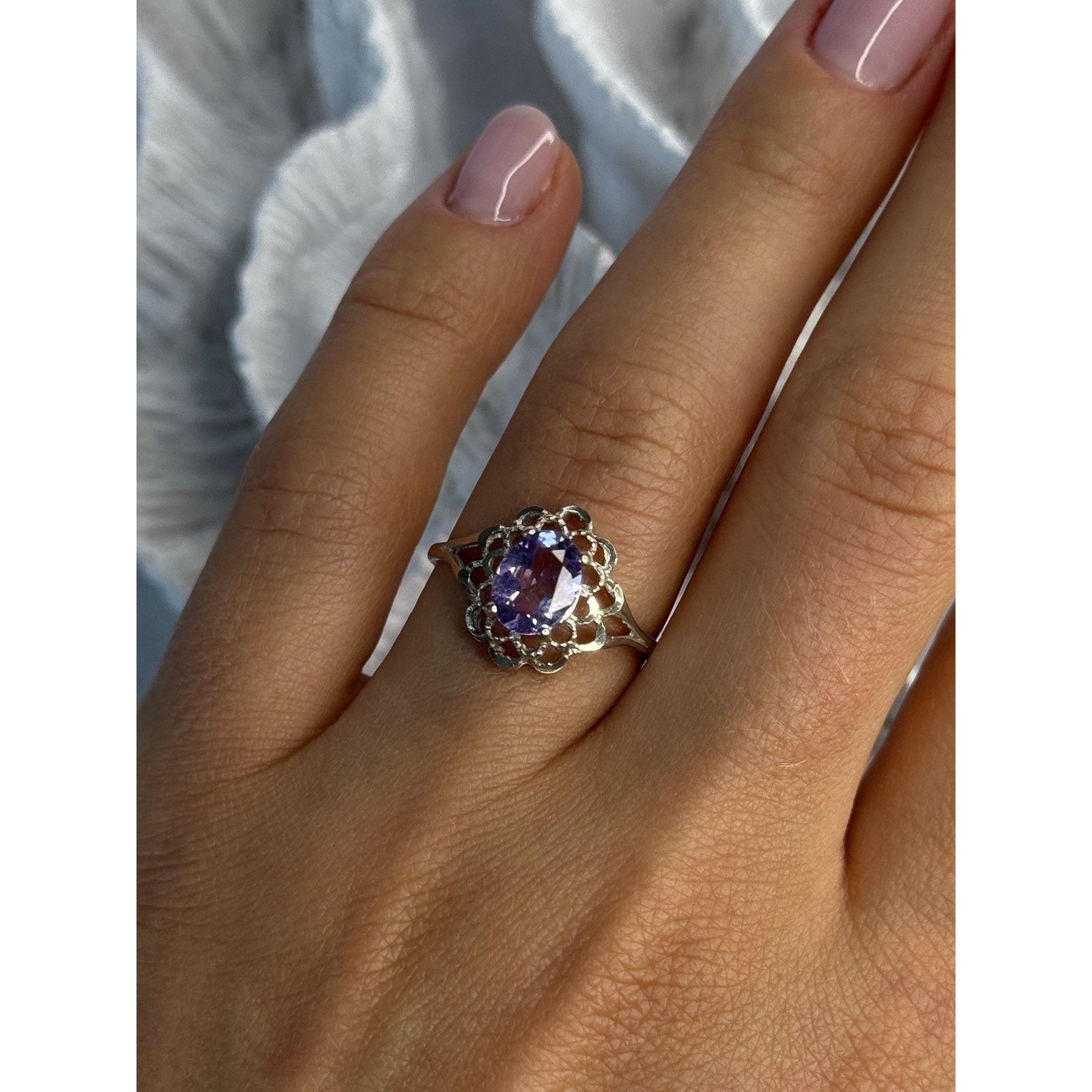 Jewelry 925 STERLING SILVER AMETHYST RING SIZE 7.5 Size ONE SIZE - 5 Thumbnail