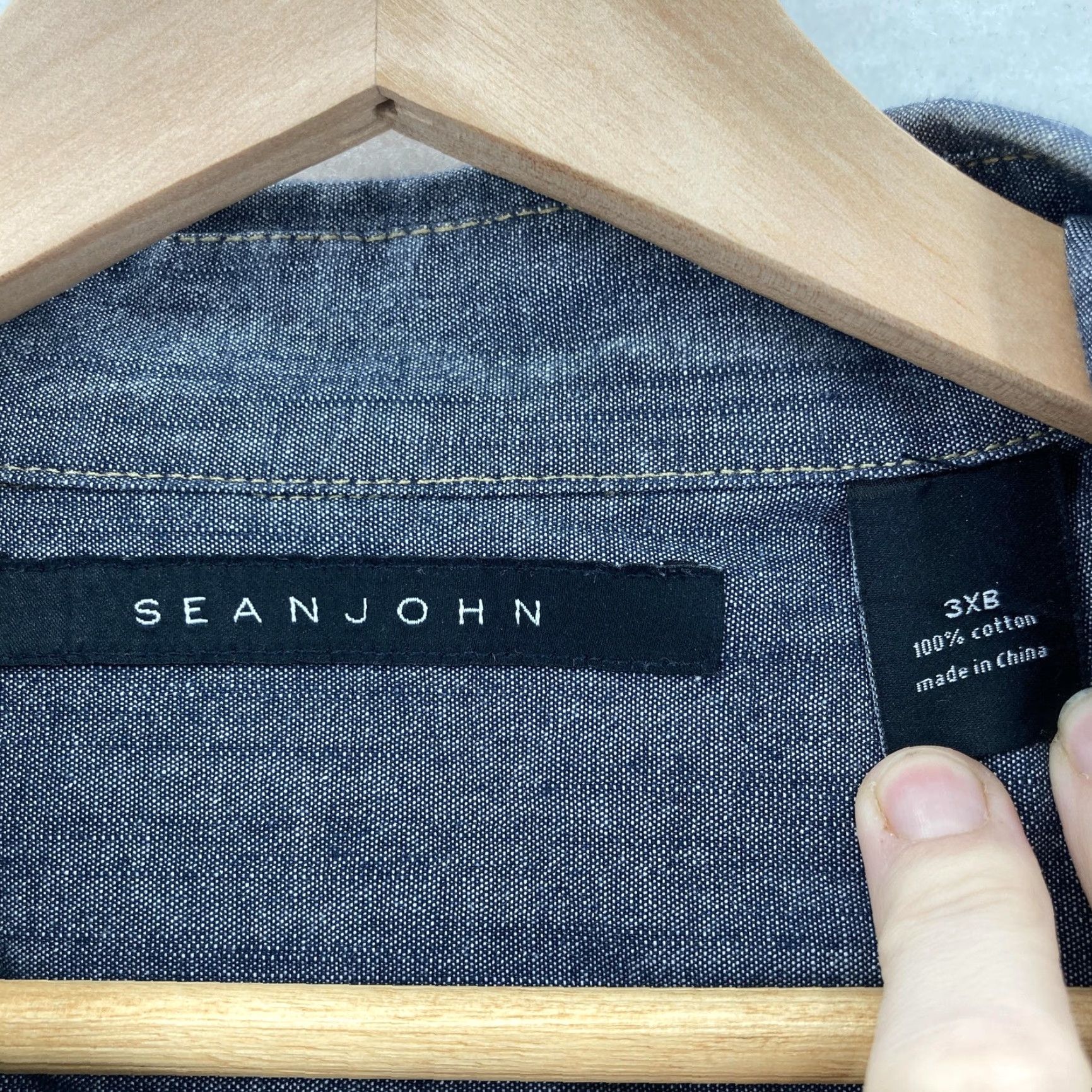 Sean John VINTAGE Sean John Shirt Mens 3XB Blue Denim Chambray Short Sleeve Button Up Hip Hop Y2K Size US XXL / EU 58 / 5 - 4 Thumbnail