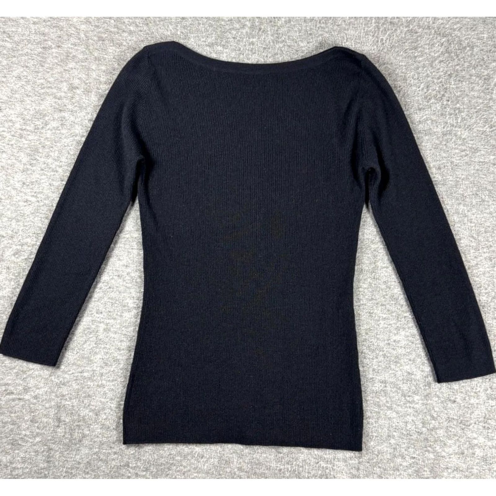 Michael Kors Michael Kors Collection Black Ribbed Boatneck Pullover Sweater Womens Small Knit Size S / US 4 / IT 40 - 5 Thumbnail