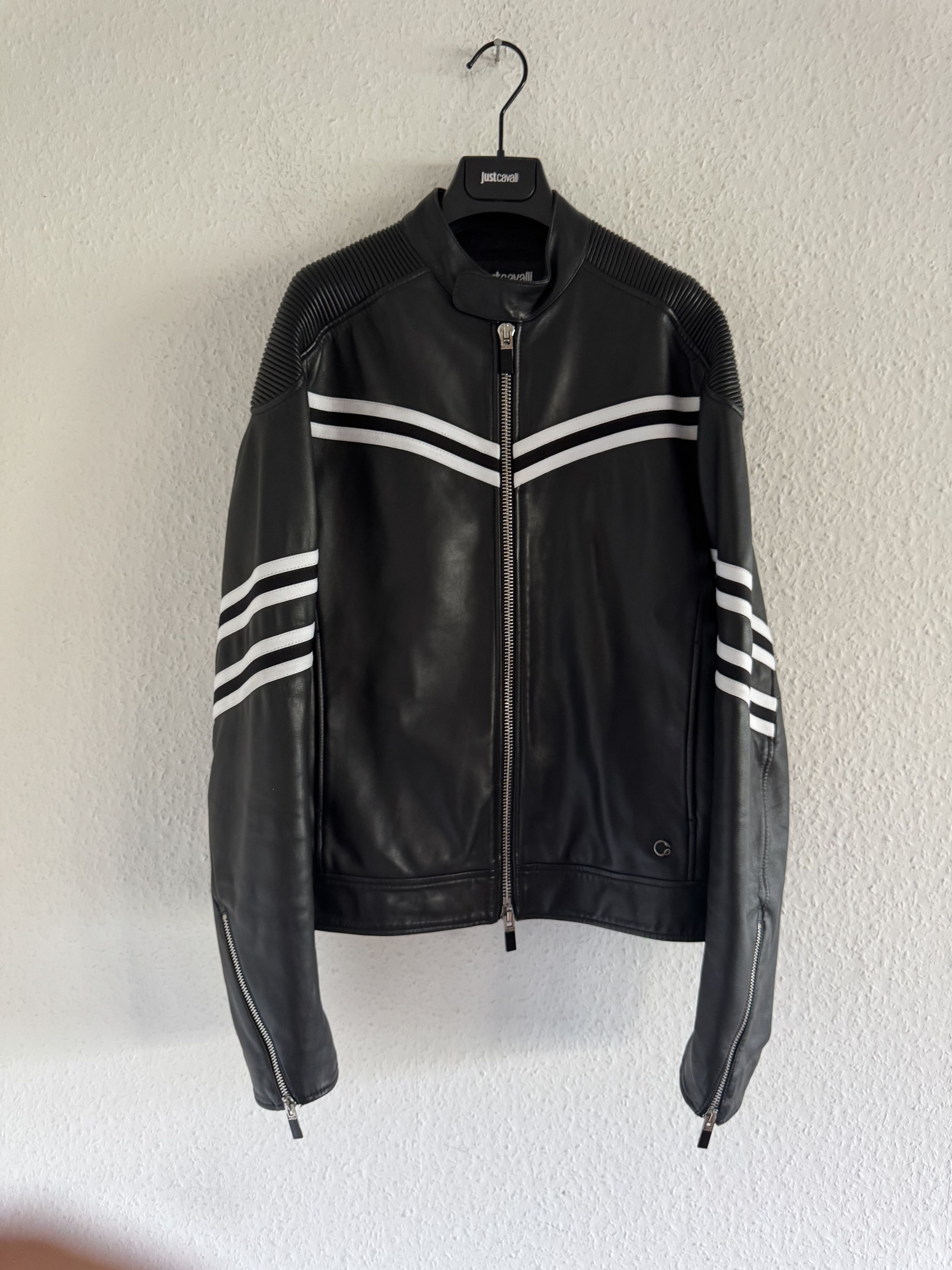 Just Cavalli Resort 2017 Striped Leather Biker Jacket Size US S / EU 44-46 / 1 - 1 Thumbnail