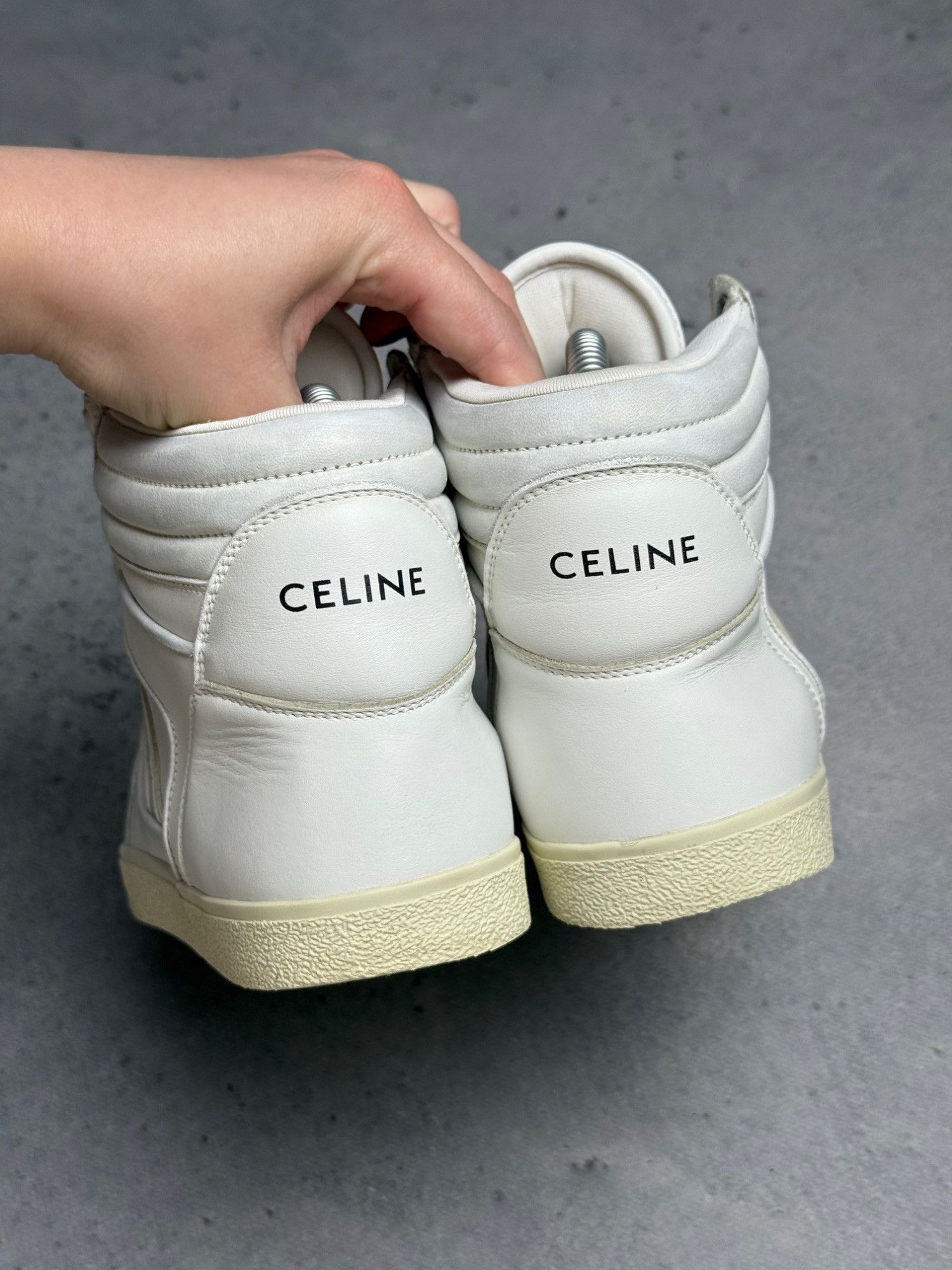 Celine Celine Break White Leather High-Top Sneakers Size 37 Luxury Size US 7 / IT 37 - 7 Thumbnail