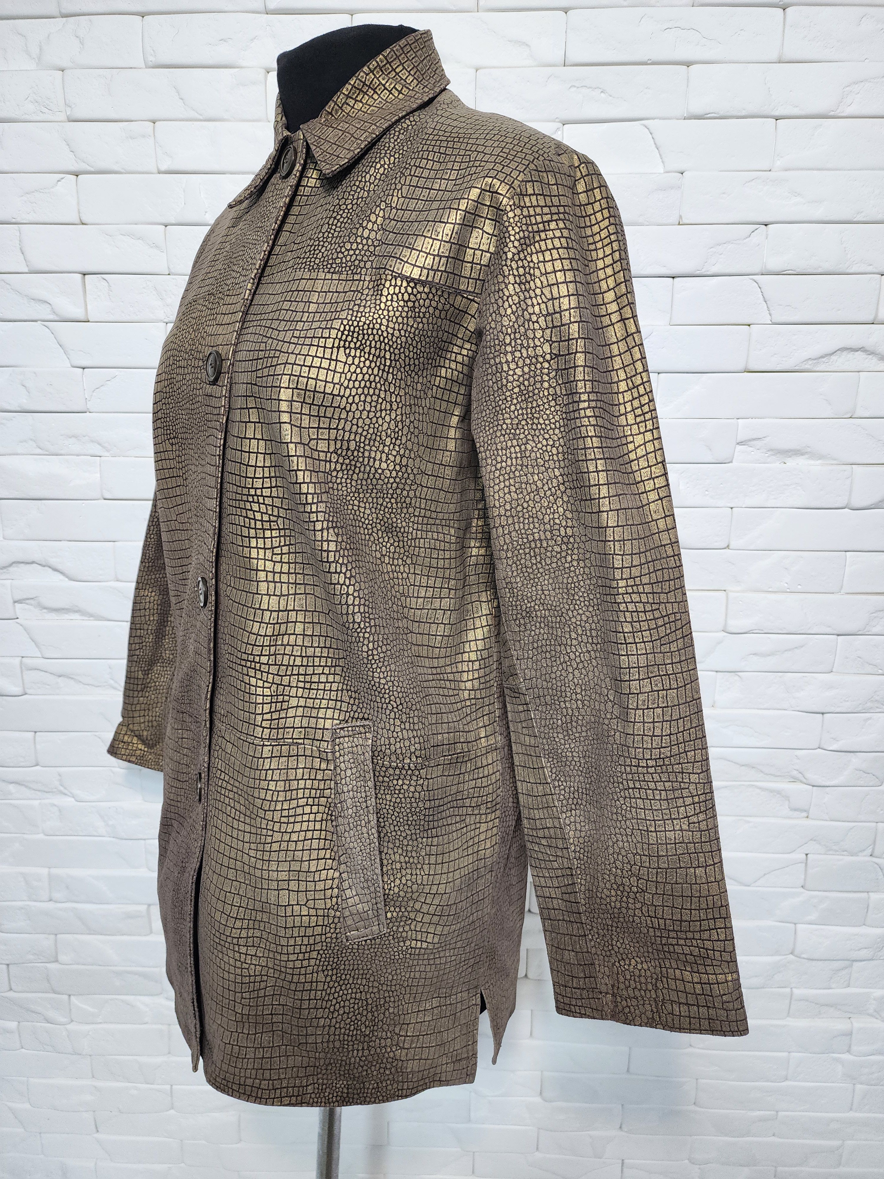 Genuine Leather Women's leather jacket in gold color. Size L / US 10 / IT 46 - 2 Thumbnail