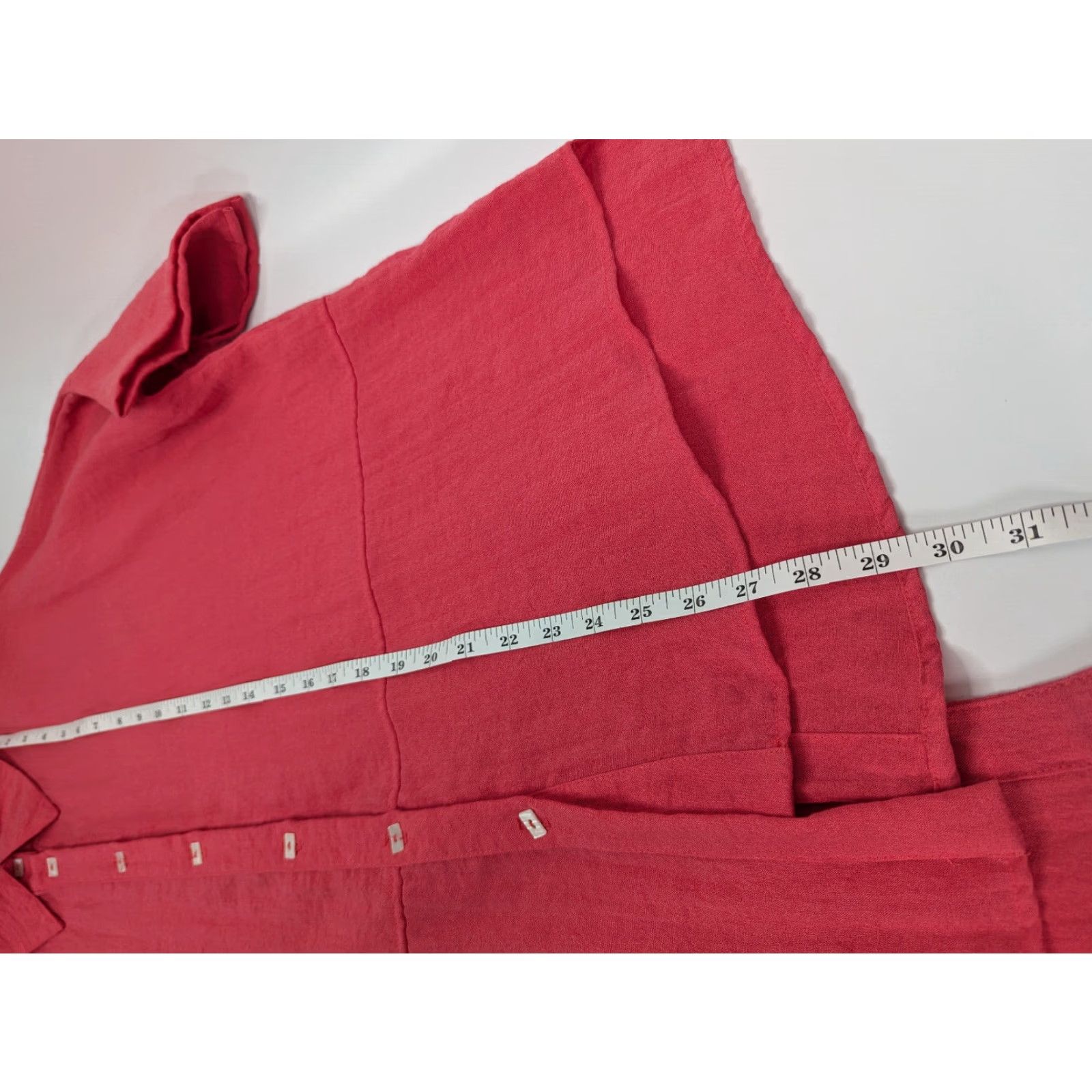 Vintage IC by CONNIE K Womens M Tunic Button-Up Knit Cotton Nylon Pink Red Bohemian Style Casual Sleeve Mix Modern Lagenlook Rectangle Buttoned Shirt Top Size M / US 6-8 / IT 42-44 - 5 Thumbnail