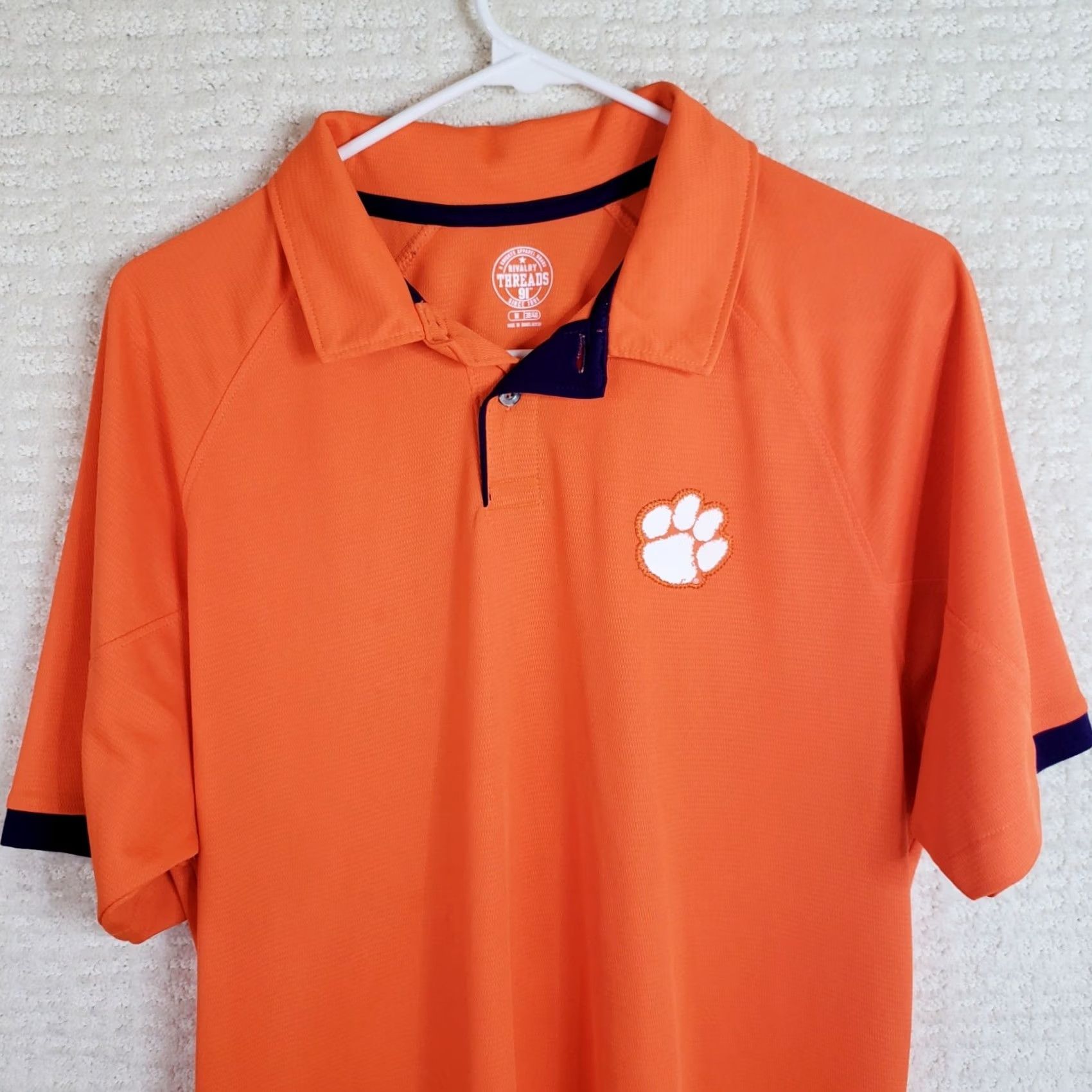 Vintage Rivalry Threads Mens M Orange Clemson Tigers Men Polo Embroidered Tiger Paw Size US M / EU 48-50 / 2 - 2 Thumbnail