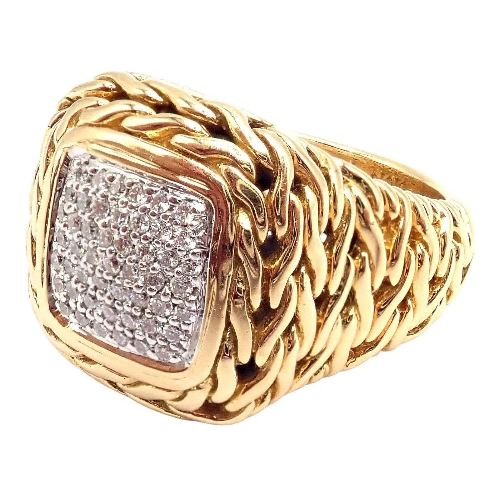 The Unbranded Brand John Hardy 18k Yellow Gold Diamond Signet Signature Ring Size ONE SIZE - 12 Thumbnail