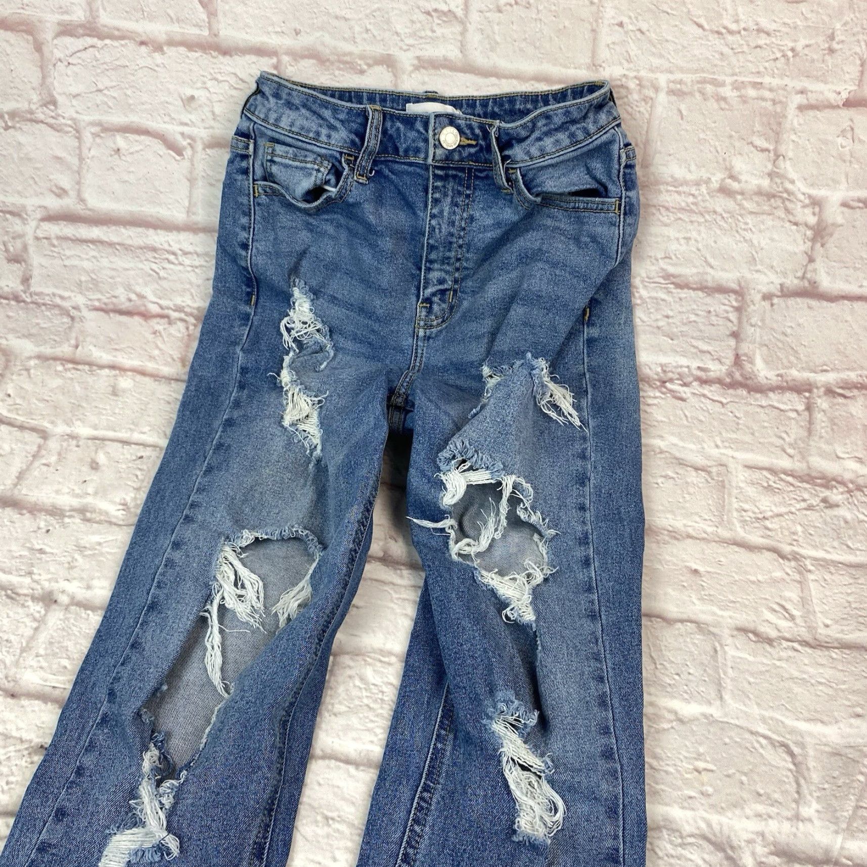 Vintage Cello Jeans Womens Size 1 High Rise Straight Leg Distressed Light Wash Stretch Size 25" / US 0 / IT 36 - 4 Thumbnail