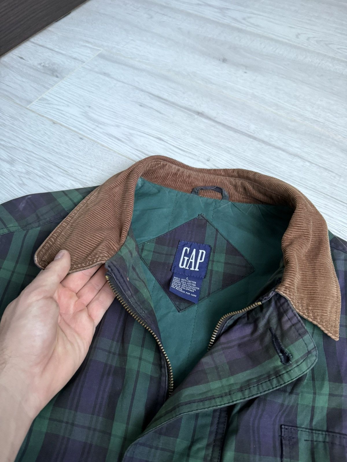Designer × Gap × Vintage Vintage Gap navy check velvet crew jacket Size US L / EU 52-54 / 3 - 6 Thumbnail