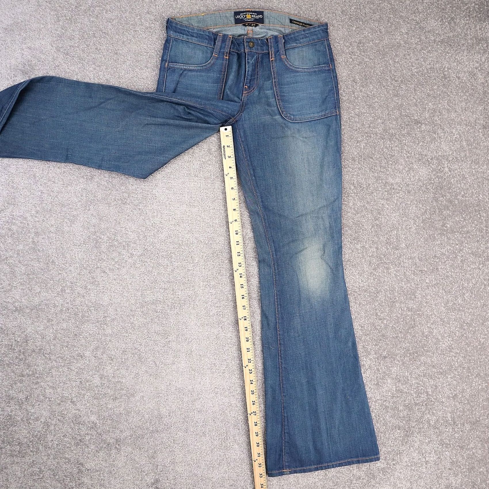 Lucky Brand Women's Lucky Brand Charlie Flare Jeans 8 29 Low Rise Blue Denim Abbey Trouser Size 29" - 5 Thumbnail