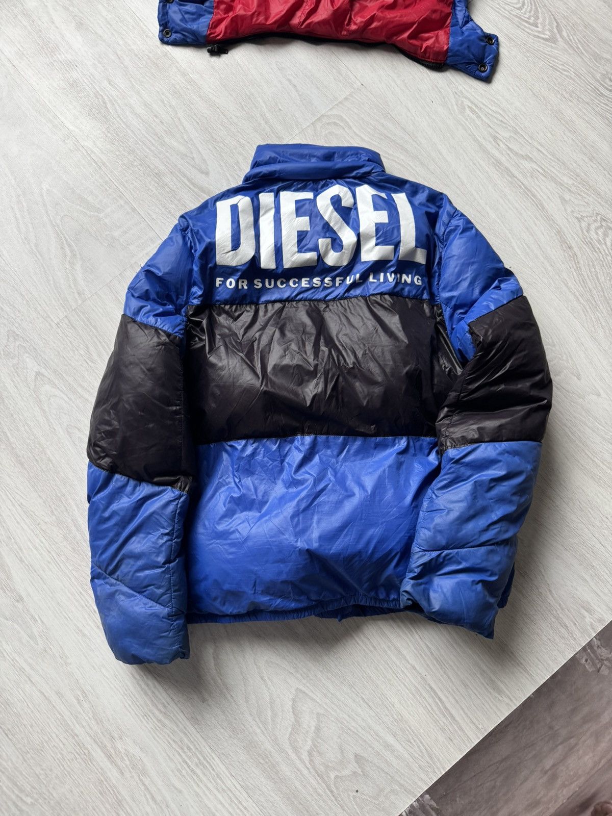 Diesel Diesel Colorblock Puffer Jacket Blue Black Red Hooded Size US S / EU 44-46 / 1 - 2 Thumbnail