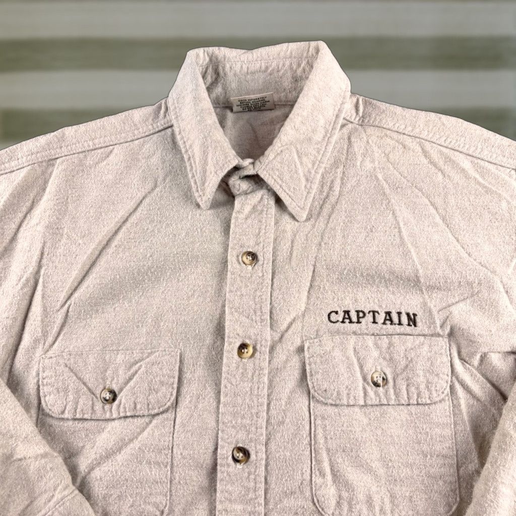 Vintage VINTAGE Five Brothers Flannel Shirt Mens XL Beige Chamois Boat Captain Embroidered Plaid Long Sleeve Button-Up Pocketed Size US XL / EU 56 / 4 - 1 Thumbnail