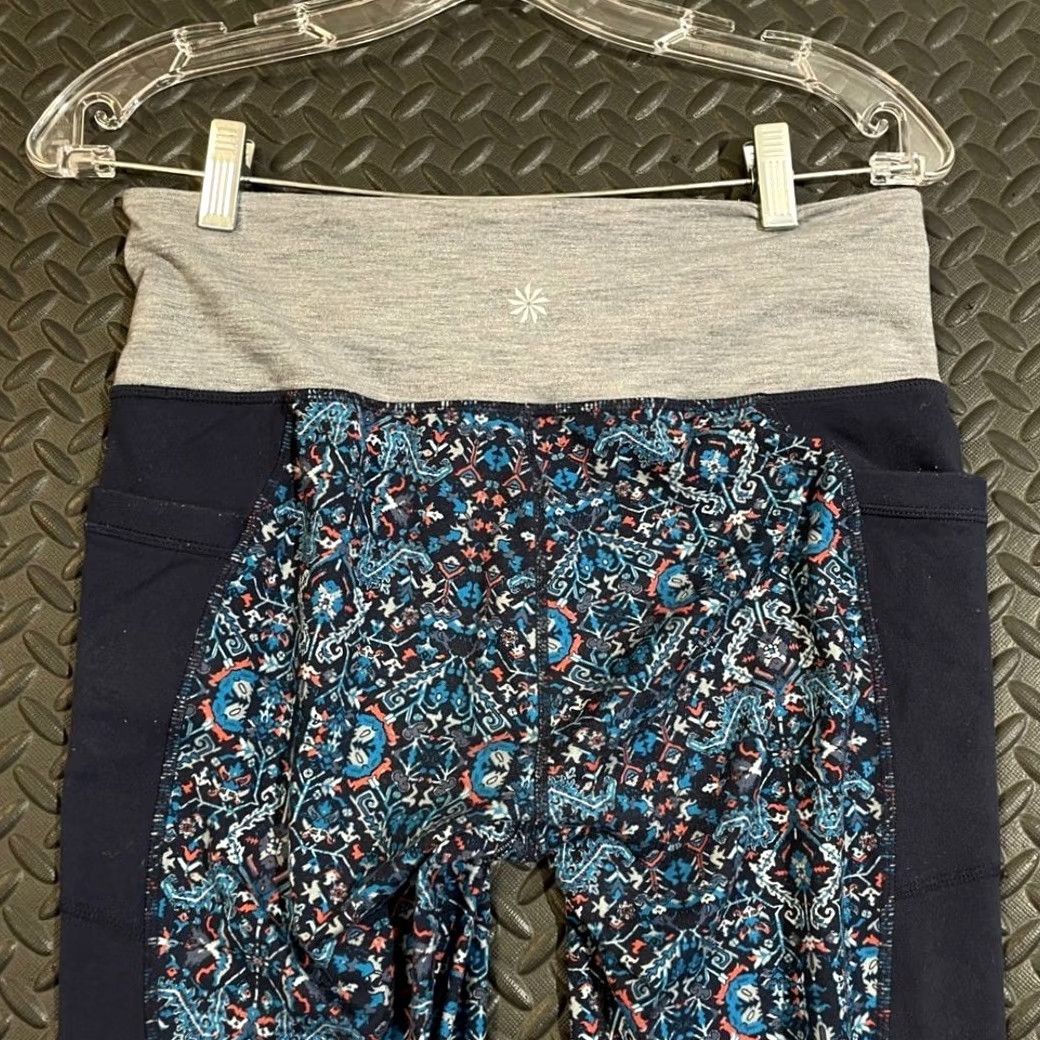 Athleta Athleta Medium High Rise Geometric Print Yoga Workout Leggings with Pockets Size 32" / US 10 / IT 46 - 3 Thumbnail