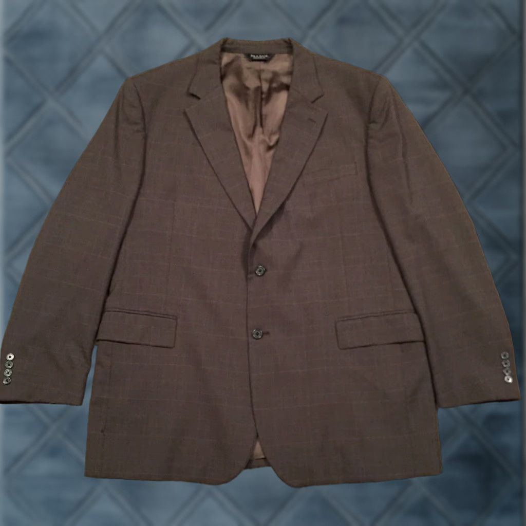 Jos. A. Bank Jos. A. Bank Blazer Mens 48 Long Gray Plaid Wool Two Button Single Vented Glossy Notch Lapel Jacket Coat 2 Piece Regular Mens Size 48R - 1 Thumbnail
