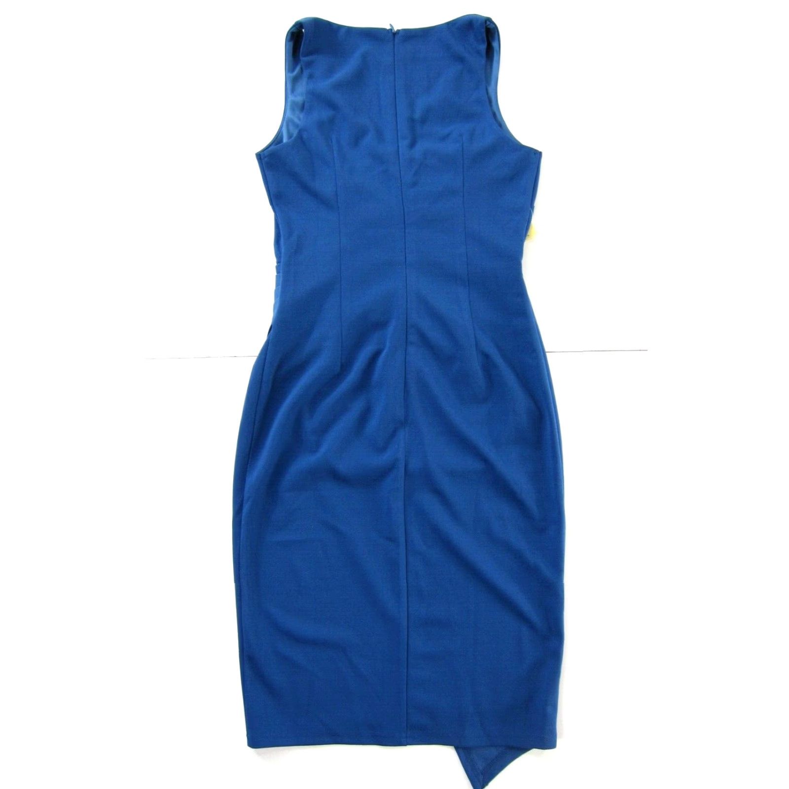 Vintage NWT OTEN Blue Stretch V-Neck Sleeveless Asymmetric Sheath Wrap Dress Small Size S / US 4 / IT 40 - 2 Thumbnail
