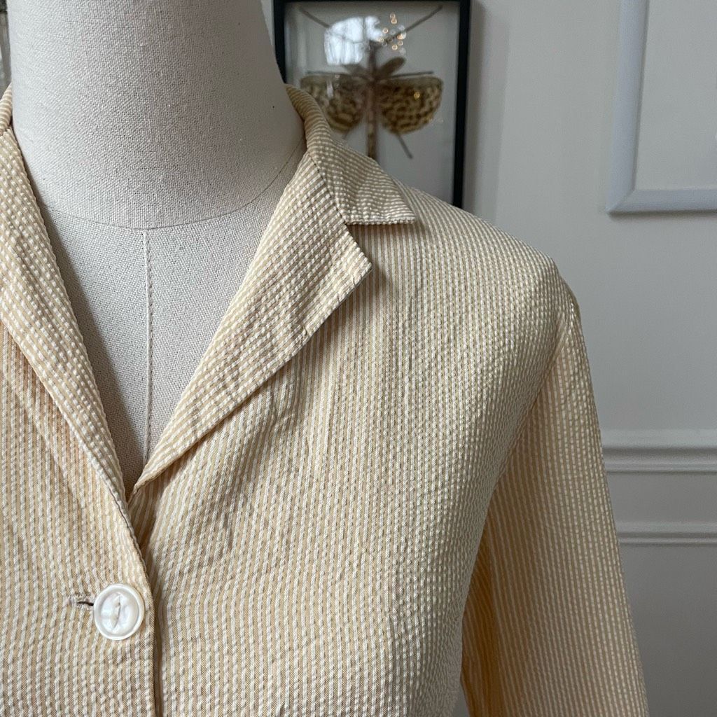 Vintage Vintage 50s Yellow Seersucker Stripe Blouse Skirt Outfit Mix Size XS / US 0-2 / IT 36-38 - 2 Thumbnail
