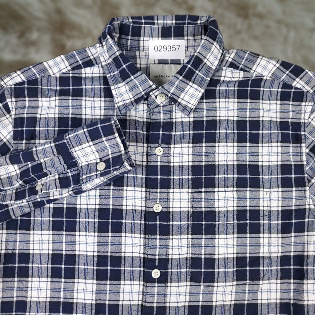 American Eagle Outfitters American Eagle Shirt Mens Small Blue Plaid Button Up Long Sleeve Size US S / EU 44-46 / 1 - 1 Thumbnail
