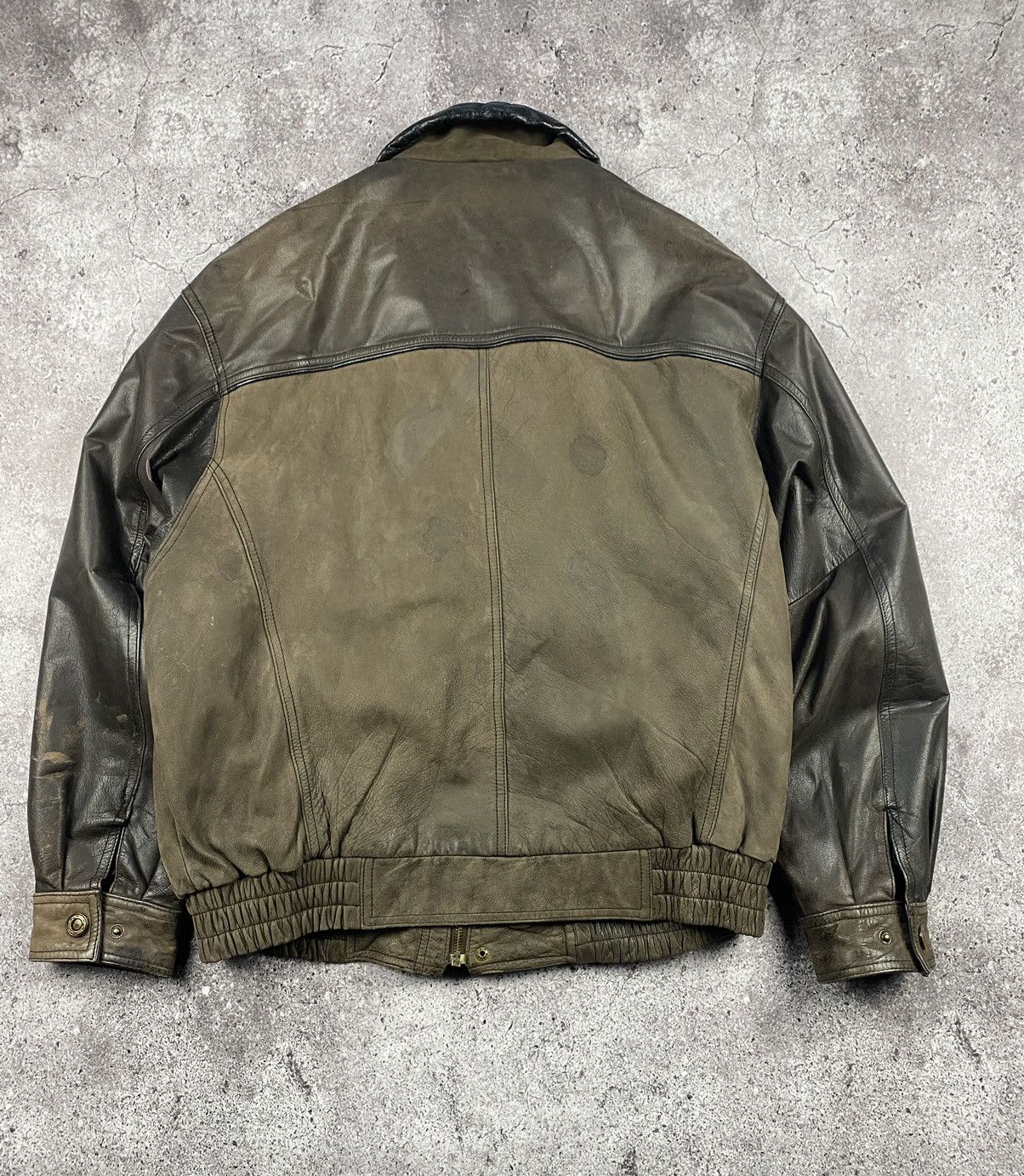Genuine Leather Vintage Bomber Leather Jacket RIRI zip Avirex Schott 70-80s Size US M / EU 48-50 / 2 - 8 Thumbnail