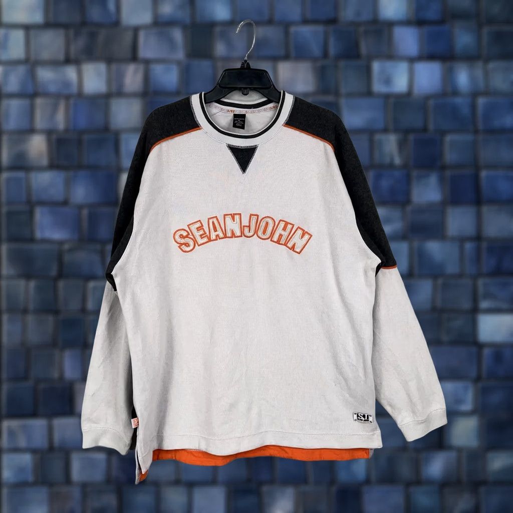 Sean John Sean John Pullover Mens XL Gray Orange Colorblock Streetwear Y2K Hip Hop Diddy Sweatshirt Crew Neck Long Sleeve Embroidered Logo 90s Mens Clothing Size US XL / EU 56 / 4 - 1 Thumbnail