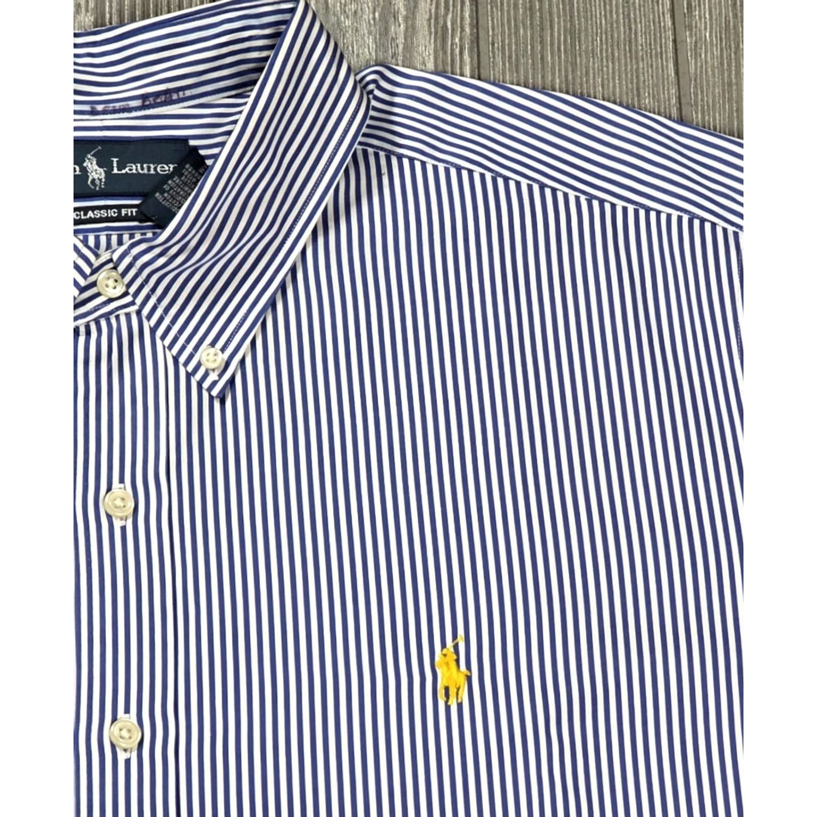 Polo Ralph Lauren Ralph Lauren Polo Long Sleeve Shirt Men 2X Blue Stripe Polo Pony Poplin Bengal Button-Up OCBD Regular Fit Classic Size US XXL / EU 58 / 5 - 3 Thumbnail